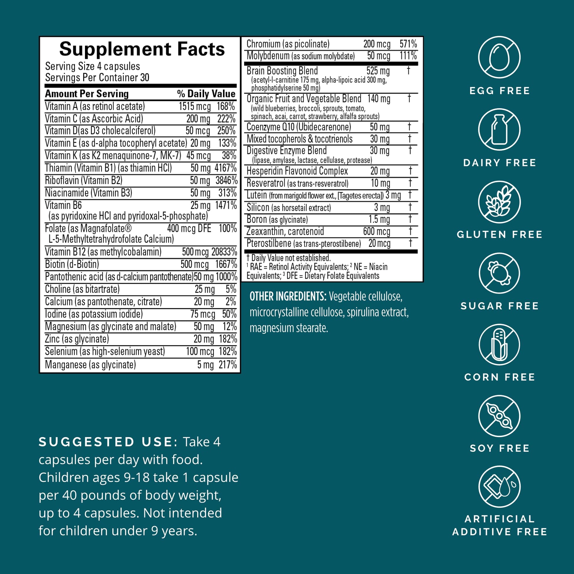 BRAINMD Dr Amen NeuroVite Plus - 120 Capsules - Multivitamin & Mineral Supplement, Enhanced with Phytonutrients, Enzymes & Whole Foods - Gluten Free - 30 Servings BRAINMD Au supplements