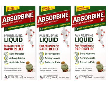 ABSORBINE JR. Extra Strength Pain Relieving Liquid, for Muscle, Joints, Arthritis Pain, with No-Mess Applicator, 4 Oz - 3 Pack Absorbine Au supplements