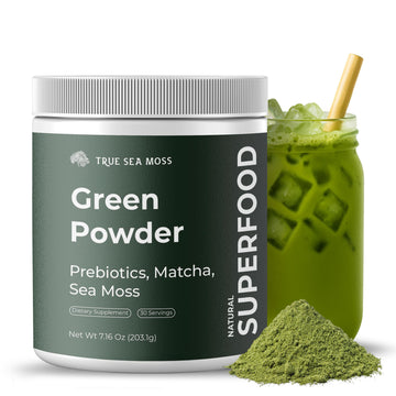 TrueSeaMoss Super Greens Powder with Matcha for Digestive & Gut Health – 25 Superfoods with Probiotics, Prebiotics, Enzymes & Sea Moss – Vegan Superfood Powder for Bloating & Regularity - 30 Servings TrueSeaMoss Au supplements