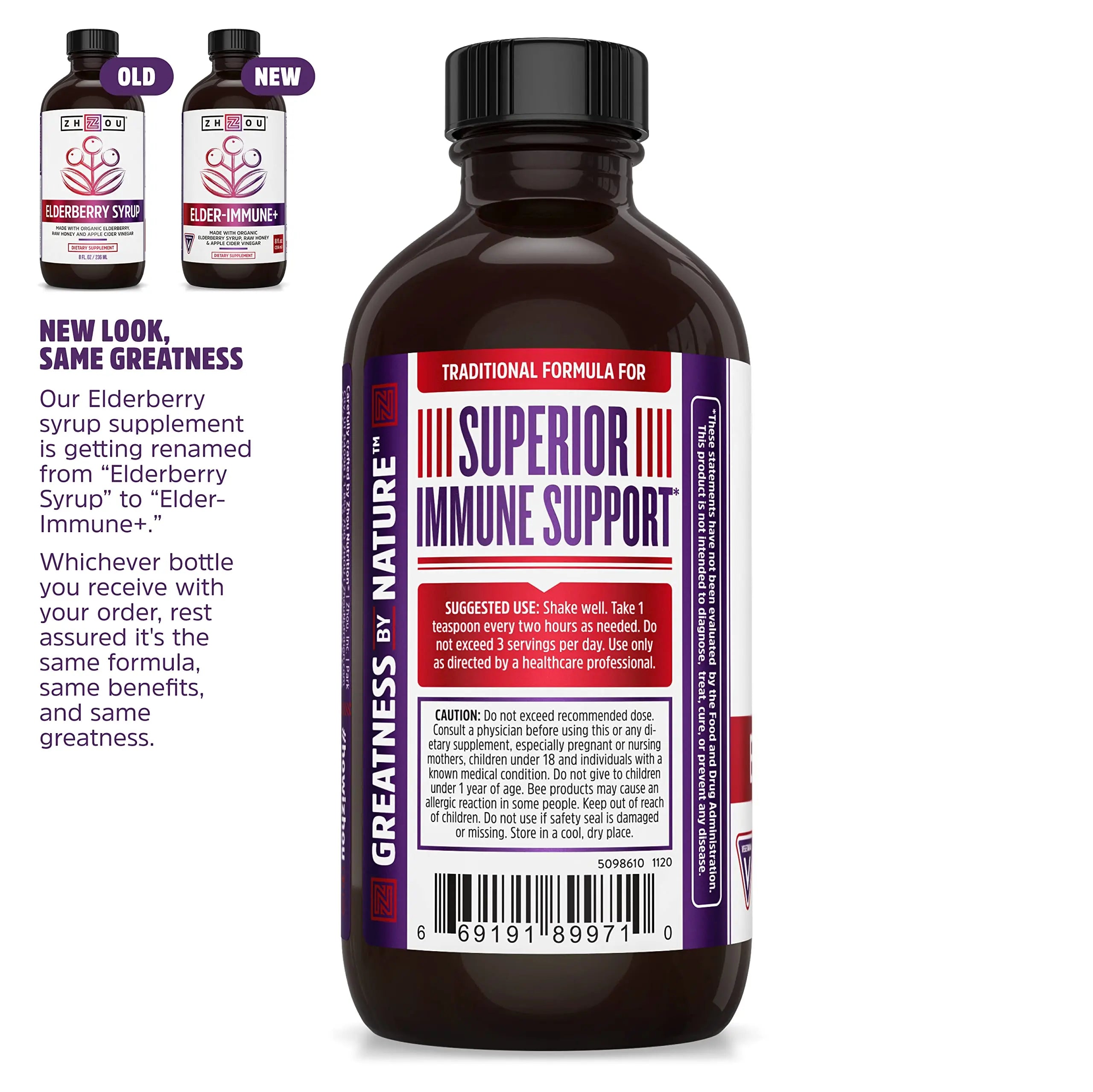 Zhou Nutrition Elderberry Syrup, Immune System Booster with Organic Elderberry Syrup Zhou Nutrition Au supplements