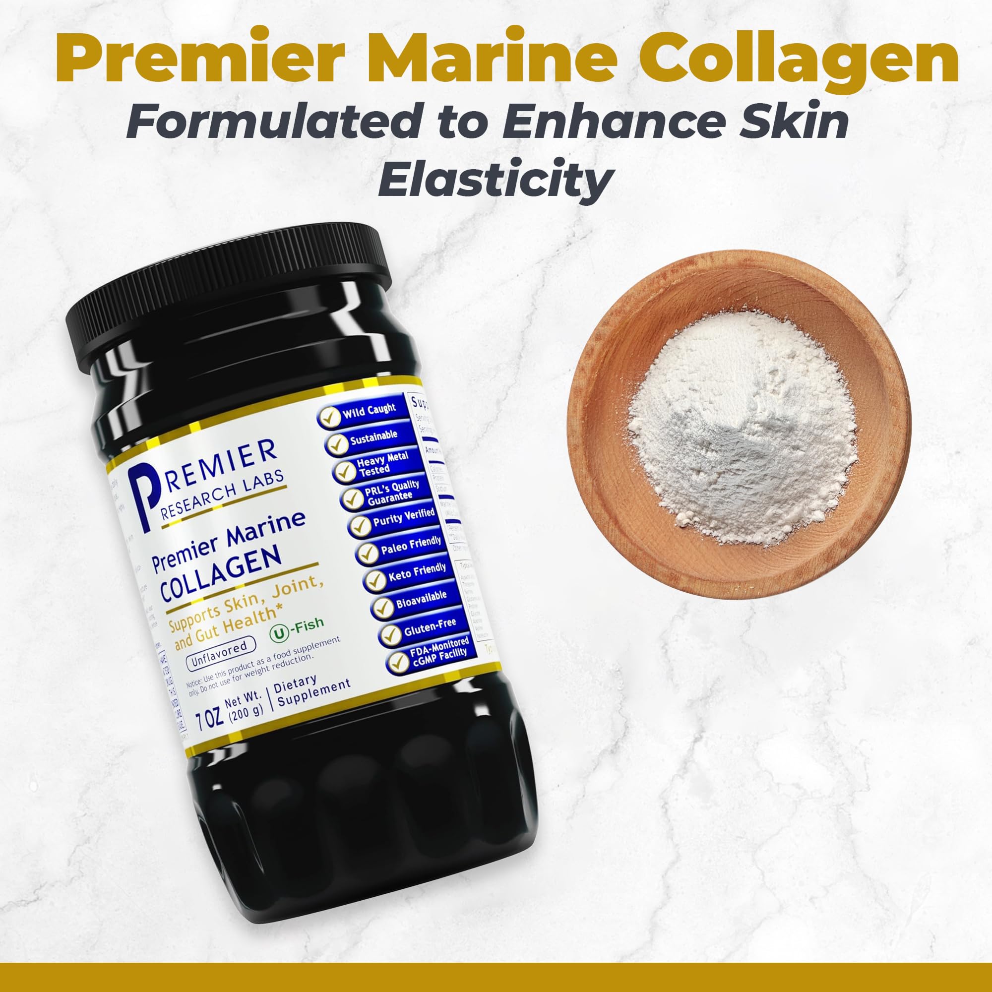 Premier Research Labs Marine Collagen - Marine Collagen Peptides, Hydrolyzed Marine Collagen Powder, Fish Collagen for Women and Men, 5g Collagen Per Serving for Skin, Joint, and Gut Health - 7 Oz Premier Research Labs Au supplements