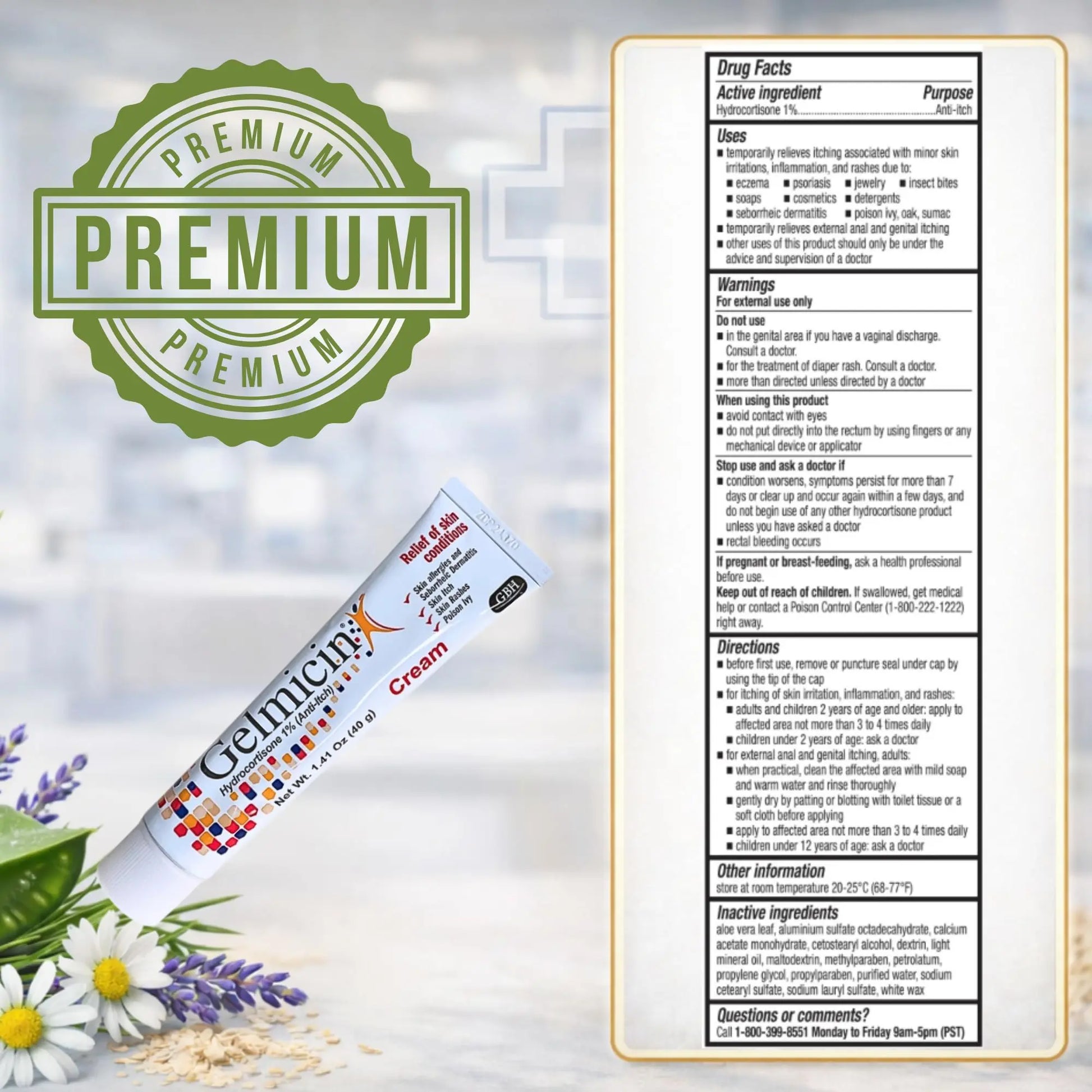 Gelmicin Cream 40g Skin Allergies, Skin Itch, Skin Rashes, Poison Ivy Relief- Contains 1.41 oz Gelmicin Au supplements