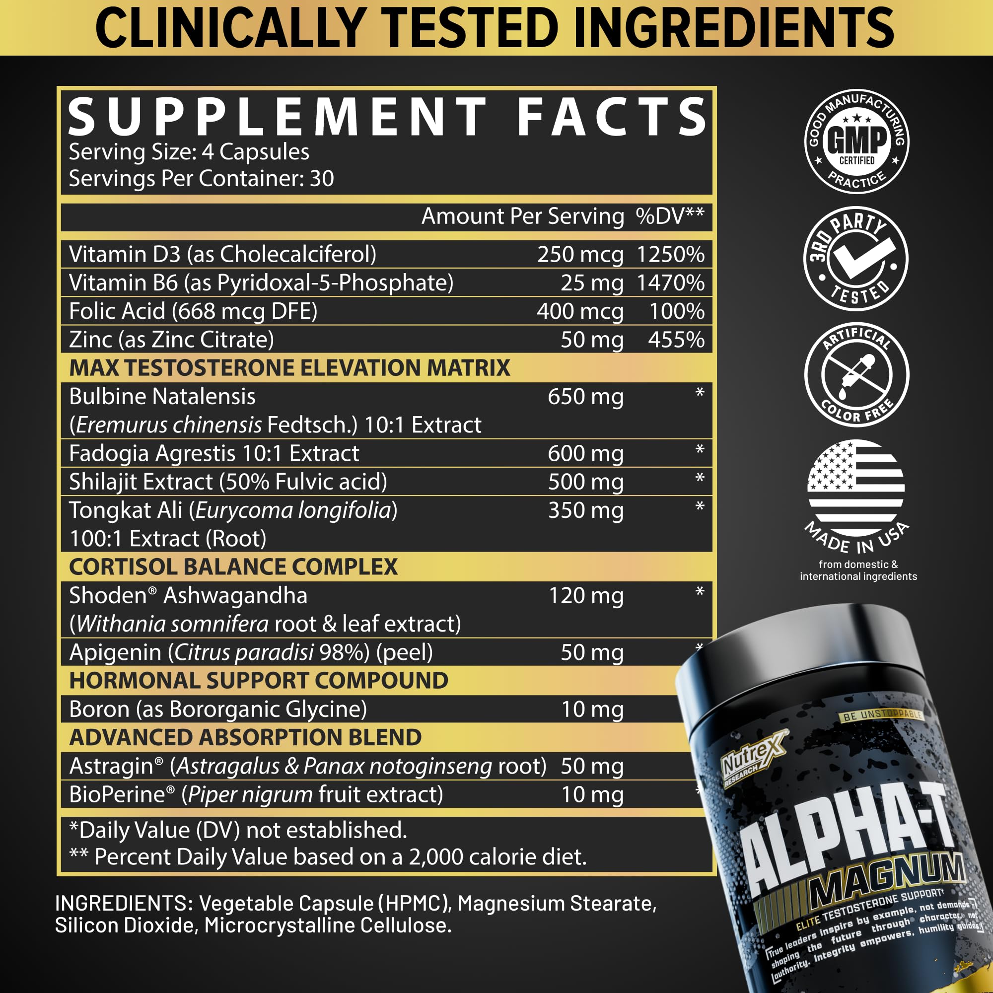 Nutrex Research Alpha-T Magnum Testosterone Support for Men | Anabolic Supplement with Tongkat Ali, Fadogia Agrestis, Shilajit and Ashwagandha | Muscle Builder for Strength, Growth & Hormone Balance Nutrex Research Au supplements