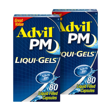 Advil PM Liqui-Gels Pain Reliever and Nighttime Sleep Aid, Pain Medicine with Ibuprofen for Pain Relief and Diphenhydramine HCL for a Sleep Aid - 2x80 Liquid Filled Capsules Advil Au supplements