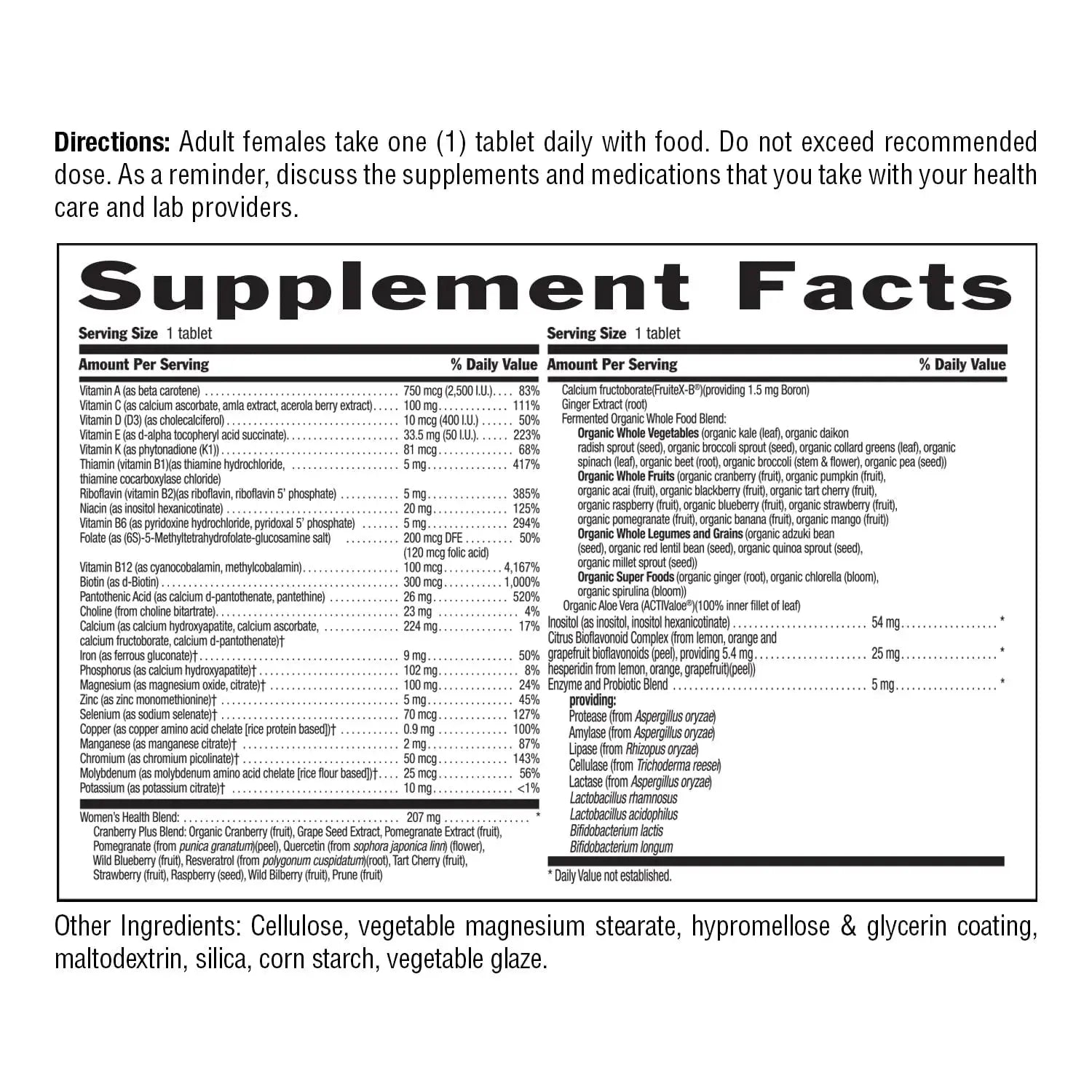 Country Life Women’s Core 1 Daily Multivitamin with Iron, Cranberry, Probiotics, and Digestive Enzymes-Certified Gluten-Free Formula for Energy Country Life Au supplements