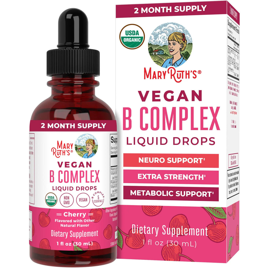 MaryRuth Organics Vitamin B Complex | B Vitamins Complex | Biotin | Vitamin B12 | Niacin | Folate | Metabolic Support Supplement | Vegan | USDA Organic MARYRUTH'S Au supplements