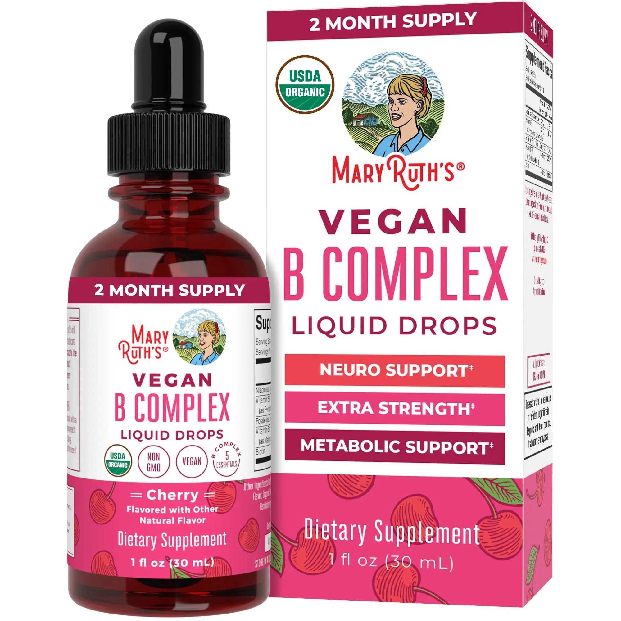 MaryRuth Organics Vitamin B Complex | B Vitamins Complex | Biotin | Vitamin B12 | Niacin | Folate | Metabolic Support Supplement | Vegan | USDA Organic MARYRUTH'S Au supplements