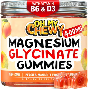 Center-Filled Magnesium Glycinate Gummies 400MG - High Absorption for Kids, Teens & Adults - Supplement for Sleep, Calm & Muscle Relaxation with B6 & D3 - Gluten Free & Vegan Friendly - 60 Count OH MY CHEWY Au supplements