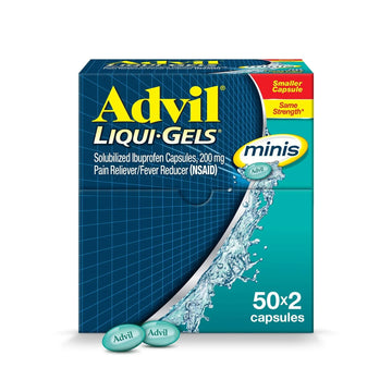 Advil Liqui-Gels minis Pain Reliever and Fever Reducer, Pain Medicine for Adults with Ibuprofen 200mg for Pain Relief - 50x2 Liquid Filled Capsules Advil Au supplements