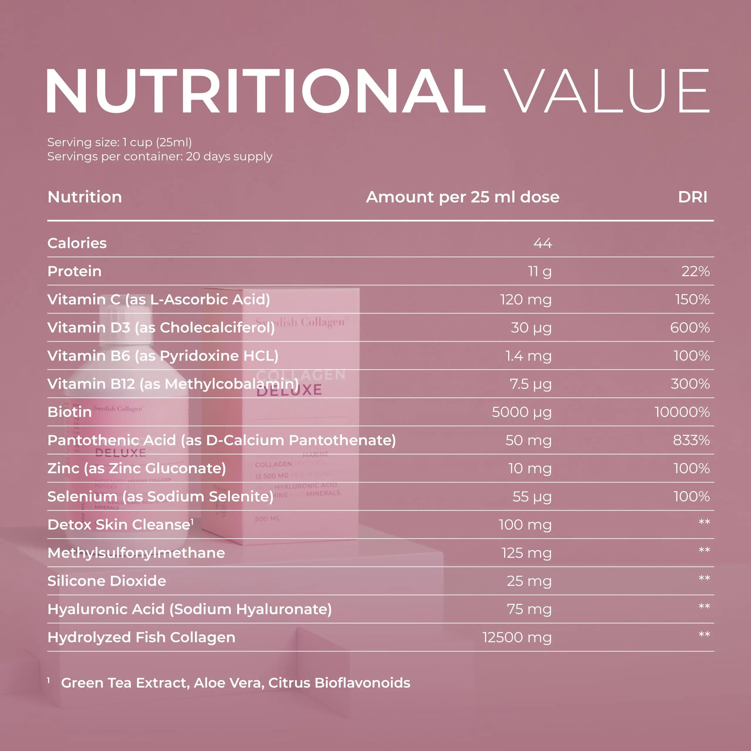 Swedish Collagen - 12500mg Collagen Deluxe 500ml I Hydrolyzed Marine Collagen Peptides (Type I & III) Swedish Collagen Au supplements