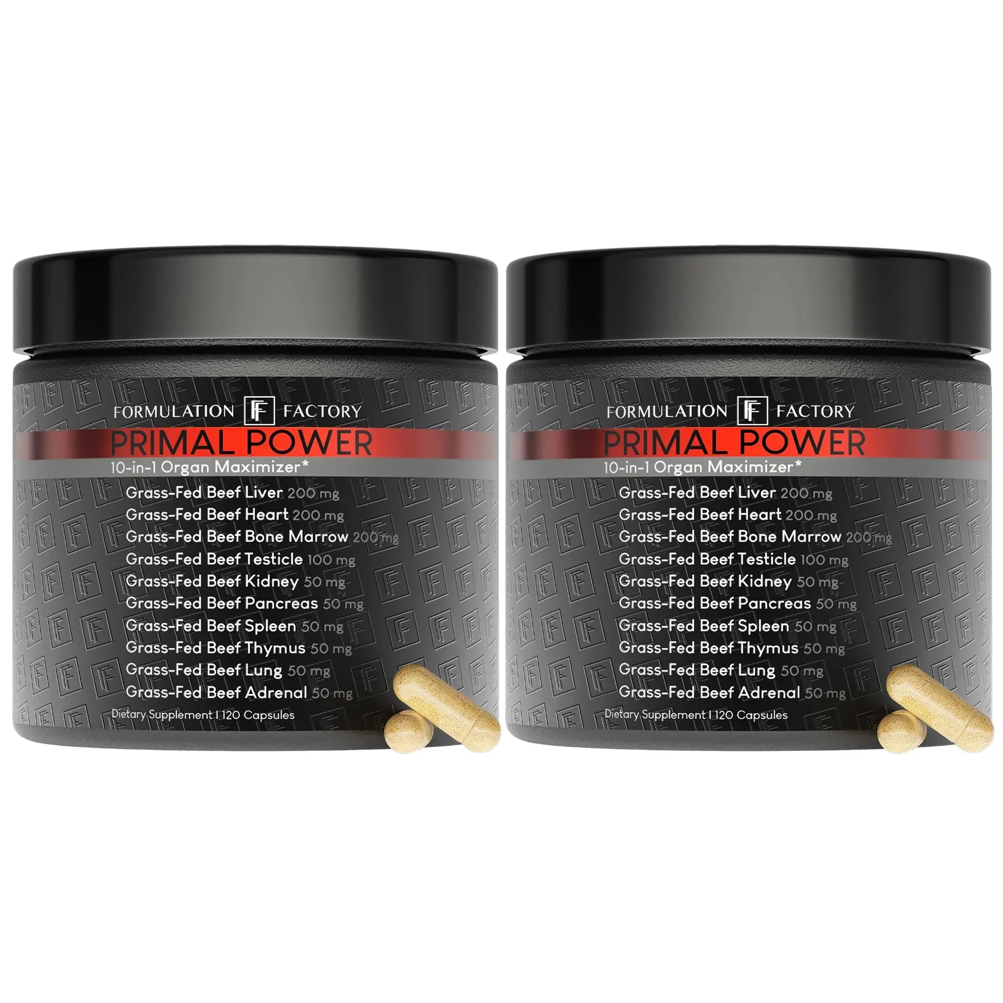 Formulation Factory Primal Power 10-in-1 Grass-Fed Organ Supplement with Beef Liver, Heart, Marrow, Testicle, Kidney, Supports Vitality, Hormones, Energy, Immunity (4 Month Supply, 240 Capsules) Formulation Factory Au supplements