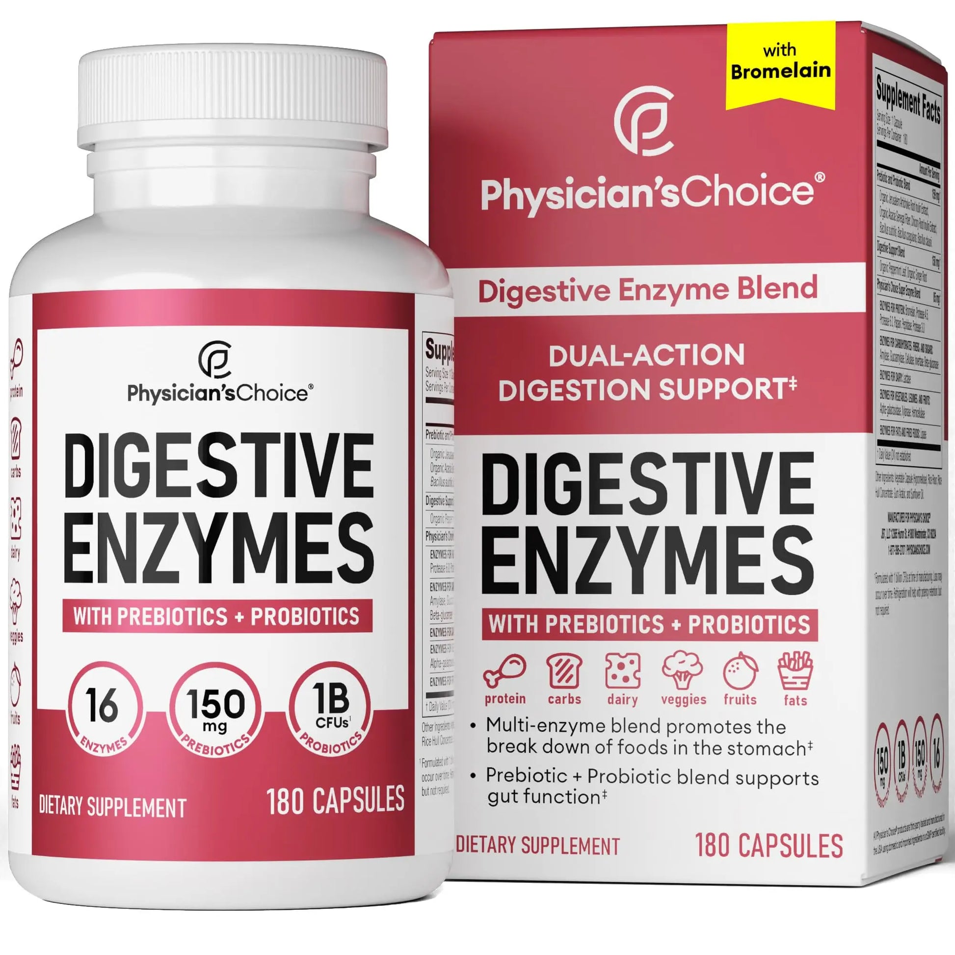Physician's CHOICE Digestive Enzymes - Multi Enzymes, Bromelain, Organic Prebiotics Physician's CHOICE Au supplements