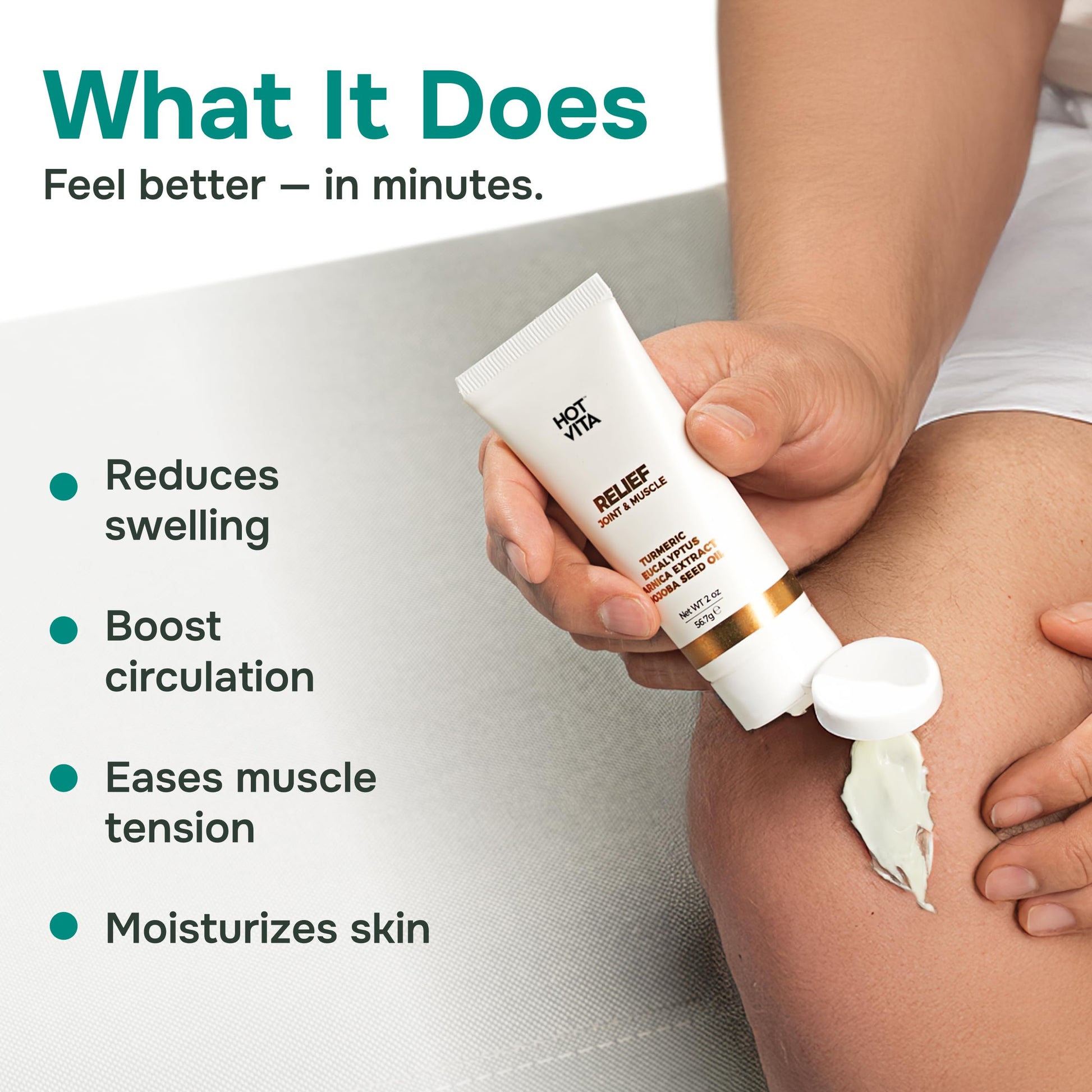Hot Vita Relief Gel - Plant-Based Cooling Gel with Arnica, Turmeric & Eucalyptus - Soothing Formula for Muscle Fatigue, Tired Legs Hot Vita Au supplements