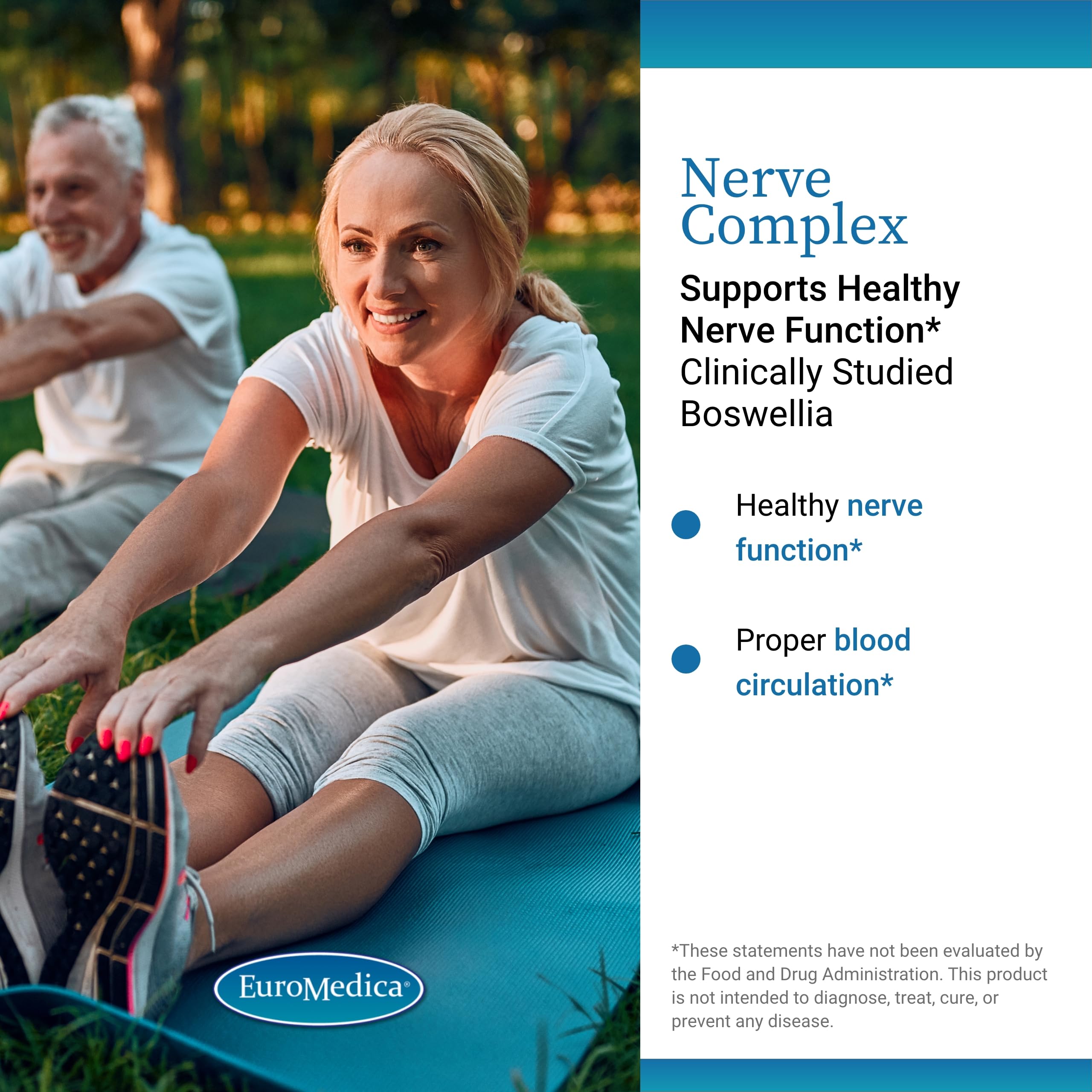 EuroMedica Nerve Complex - Herbal Supplement with Bioactive Vitamin B12 - Circulation & Nerve Health Support Supplement - Vegan Capsules with Boswellia Serrata - 60 Capsules, 2 Pack (120 Capsules) EuroMedica Au supplements