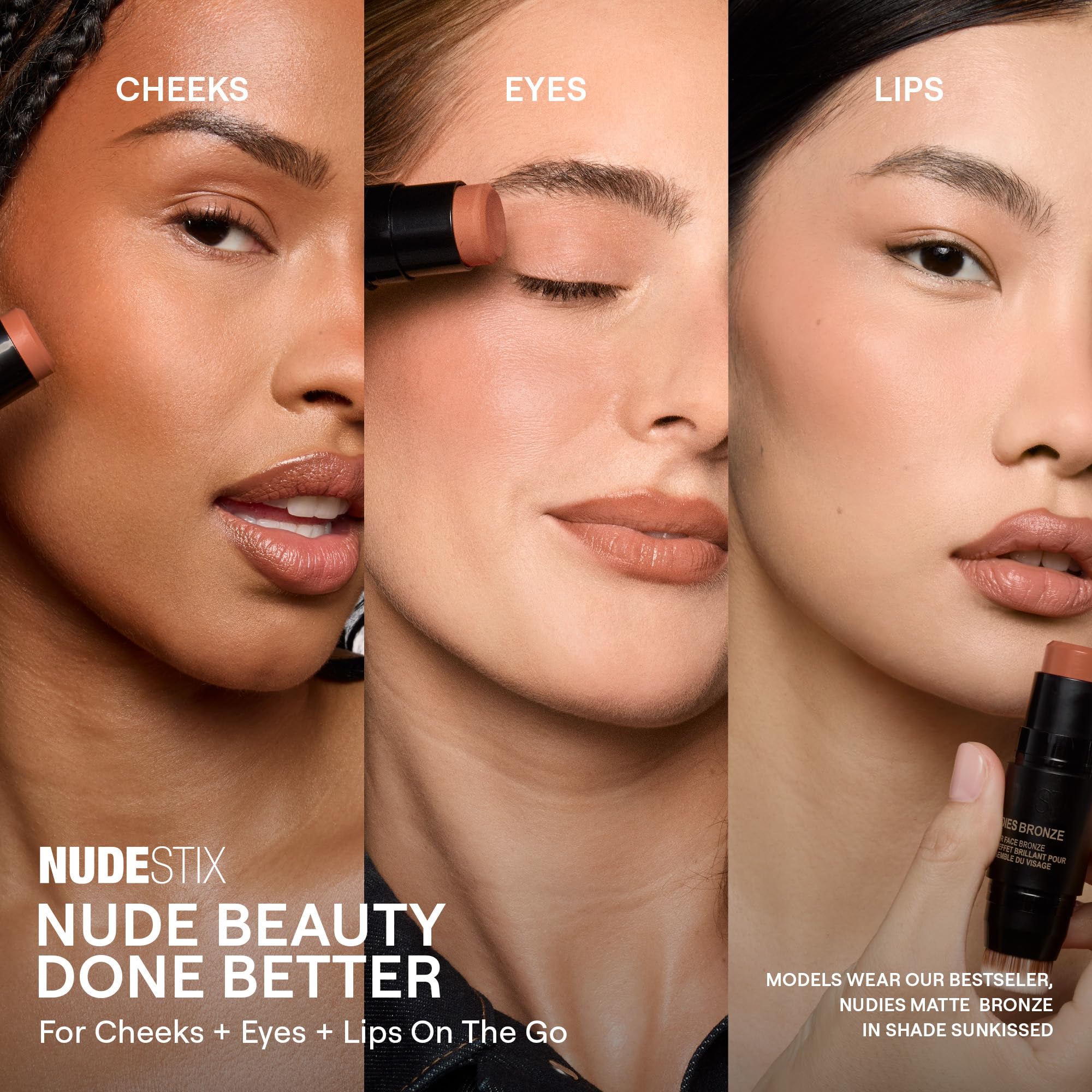 Nudestix Nudies Bronze All Over Matte Bronzing Stick – 3-in-1 Cream Bronzer for Cheeks, Eyes & Lips with Built-In Brush | Natural Contour & Sun-Kissed Glow | Bondi Bae Nudestix Au supplements
