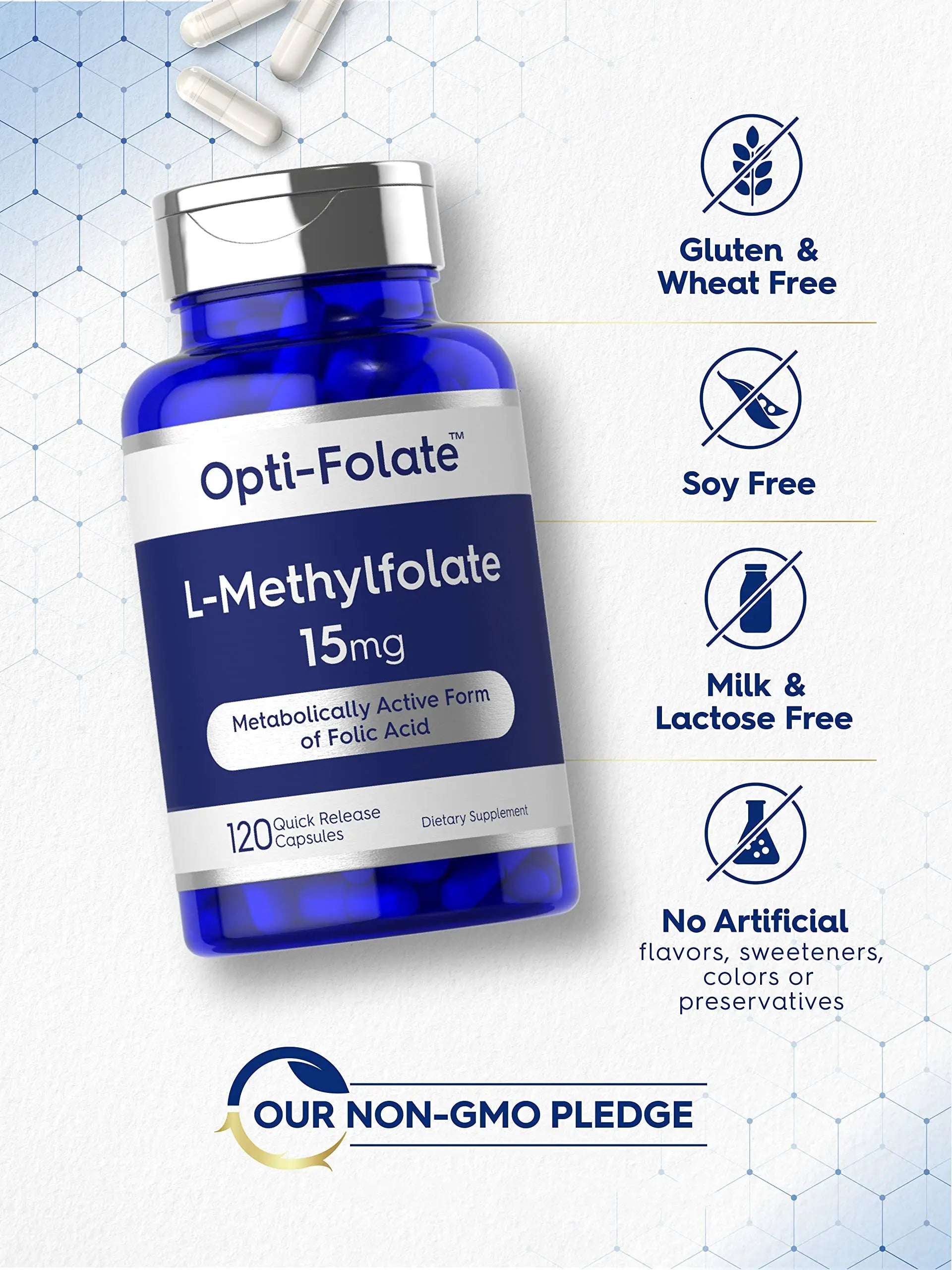 Carlyle L Methylfolate 15mg | 120 Capsules | Value Size | Max Potency | Optimized Carlyle Au supplements