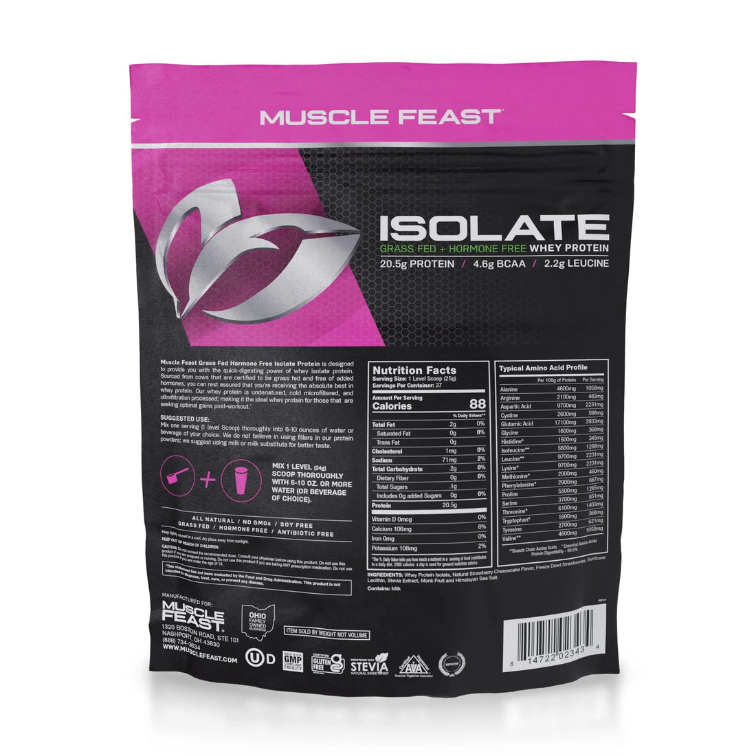Muscle Feast Grass-Fed Whey Protein Isolate, All Natural Hormone Free Pasture Raised Muscle Feast Au supplements