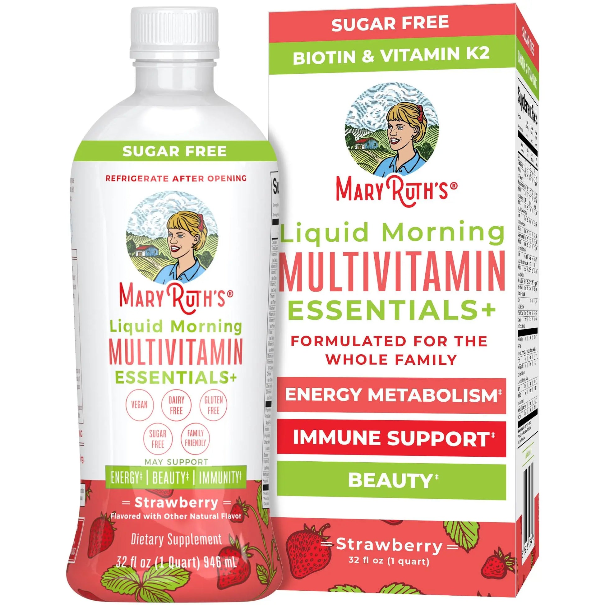 MaryRuth's Liquid Morning Multivitamin Essentials+ | Vitamin A C D E B6 B12 K2 Biotin Zinc | Mens Womens Multivitamin | Immune Support | Beauty | Sugar Free | Vitamins for Ages 1+ | Vegan | 32 Fl Oz MARYRUTH'S Au supplements