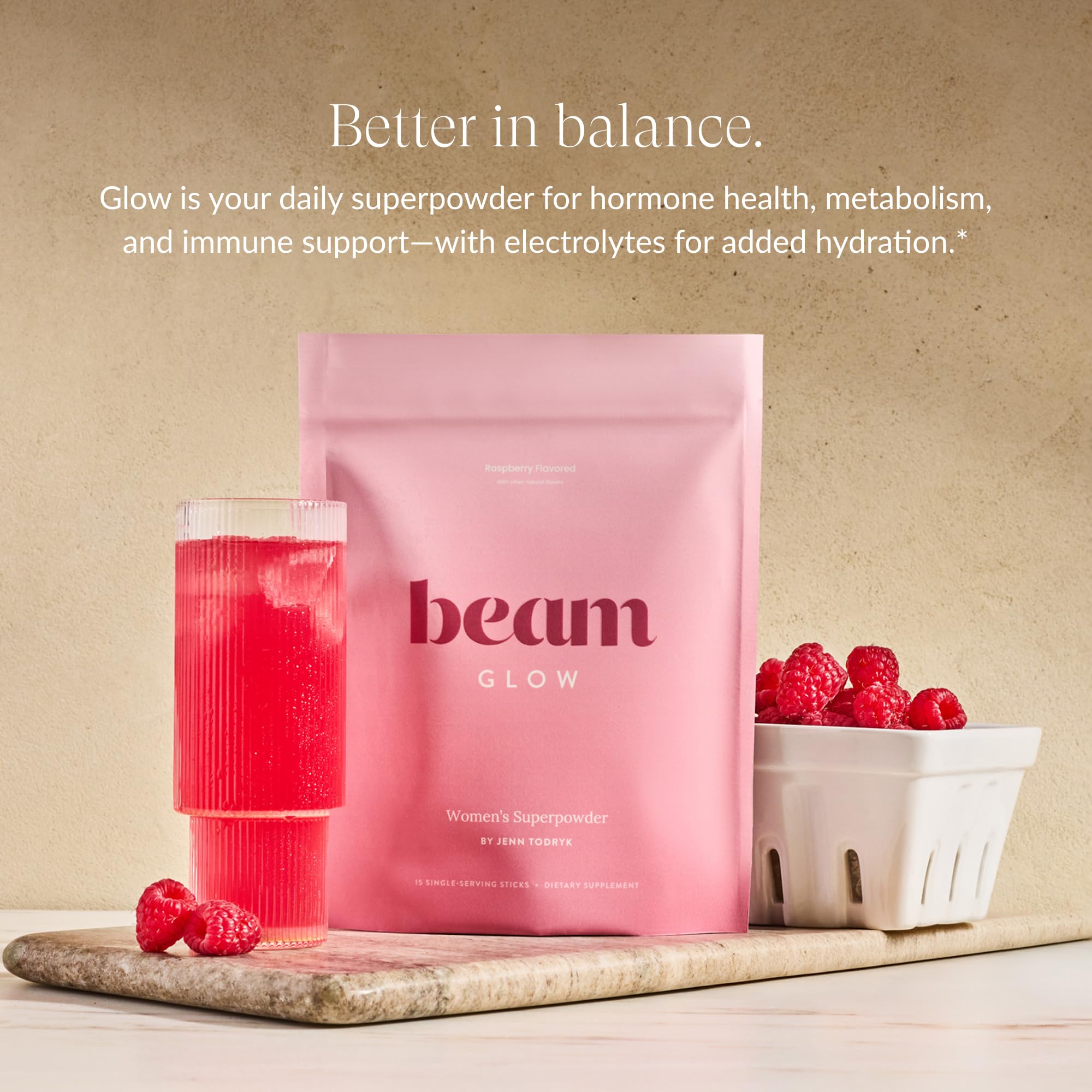 Beam Glow, Hormone Balance for Women, Strawberry Kiwi and Raspberry Bundle, Thyroid Support for Women, Natural Hormone Support Powder with Selenium and Bromelain, PMS Relief, Energy, Hair, Skin Health Beam Au supplements