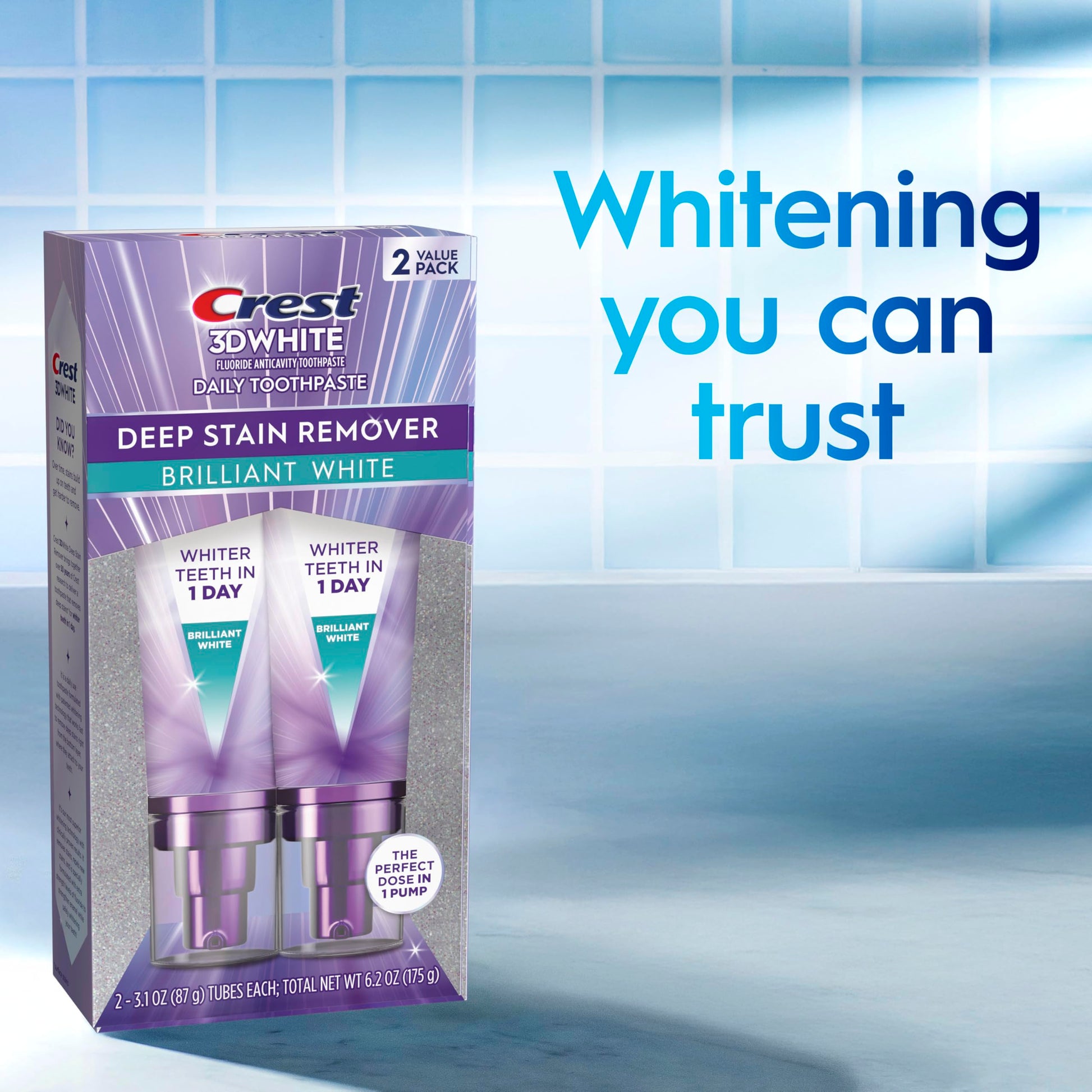 Crest 3DWhite Brilliance Deep Stain Remover Brilliant White Toothpaste - 3.1oz/2pk Crest Au supplements