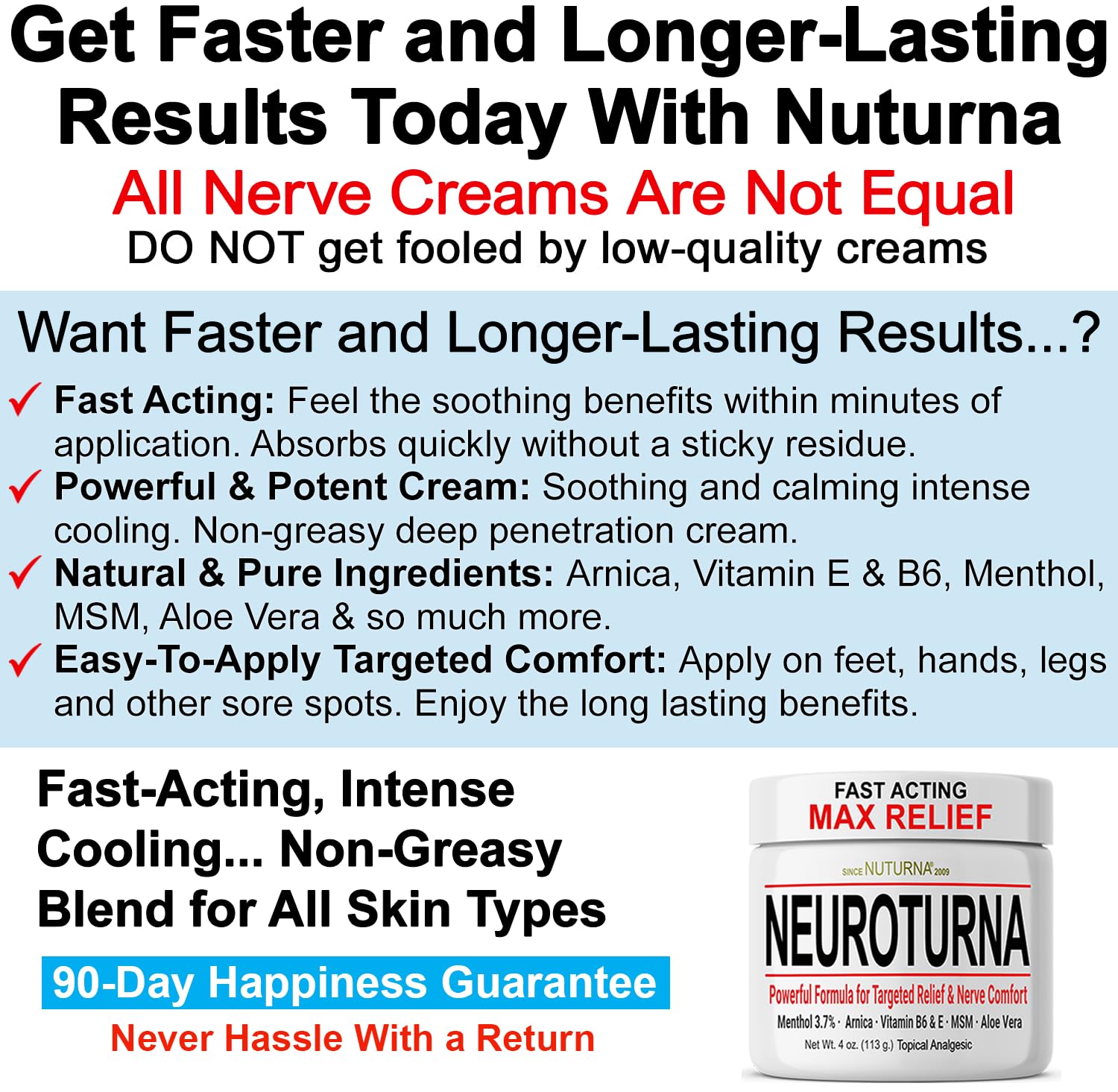 Neuropathy Nerve Cream - Fast Acting for Feet Hands Legs Toes - Ultra Strength Menthol, Arnica, Aloe Vera, MSM, Natural Soothing Nerve Comfort - Extra Large 8 oz Nuturna Au supplements