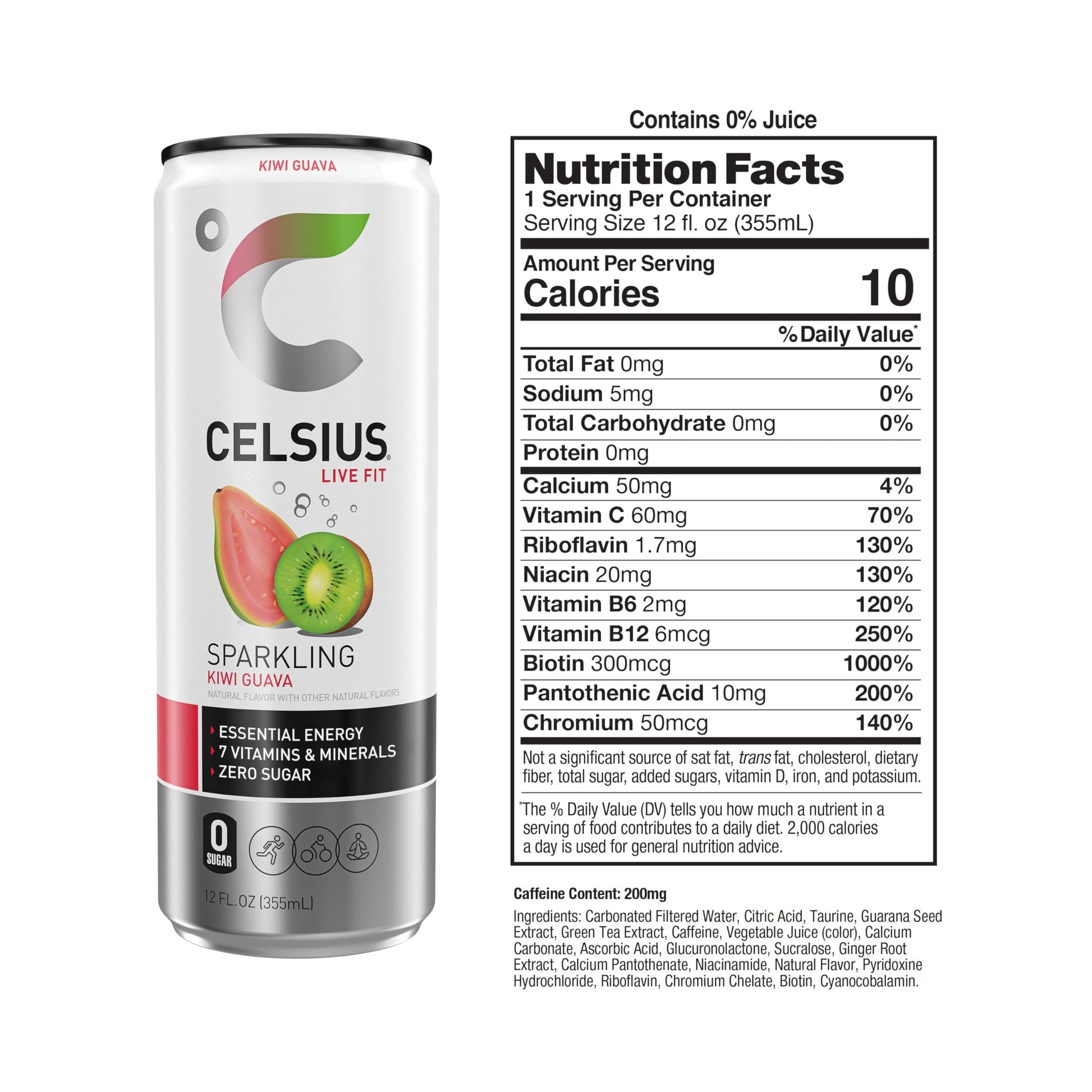 CELSIUS Sparkling Kiwi Guava, Functional Essential Energy Drink 12 Fl Oz (Pack of 12) CELSIUS Au supplements