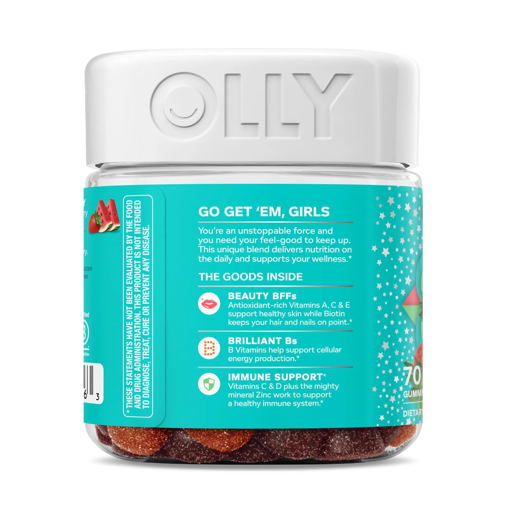 Olly Teen Girl Multi Gummy, Healthy Skin and Immune Support, 15 Essential Vitamins, Biotin, Zinc, Calcium, Chewable Multivitamin OLLY Au supplements