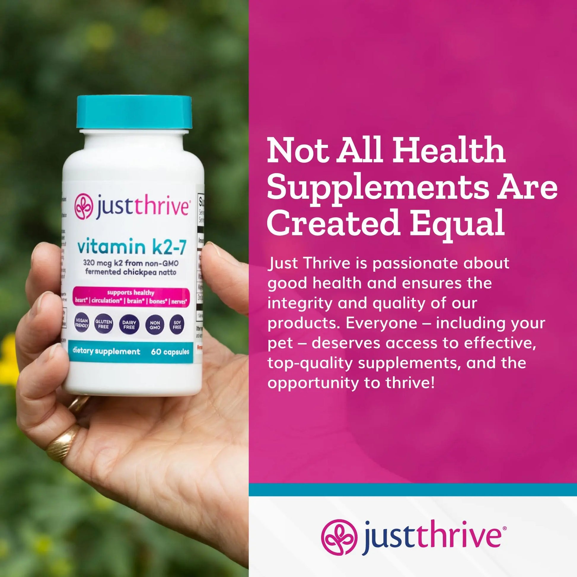 Just Thrive Vitamin K2-7 - Bone, Brain, and Heart Health K2 Vitamin Supplement, 60 Capsules Just Thrive Au supplements