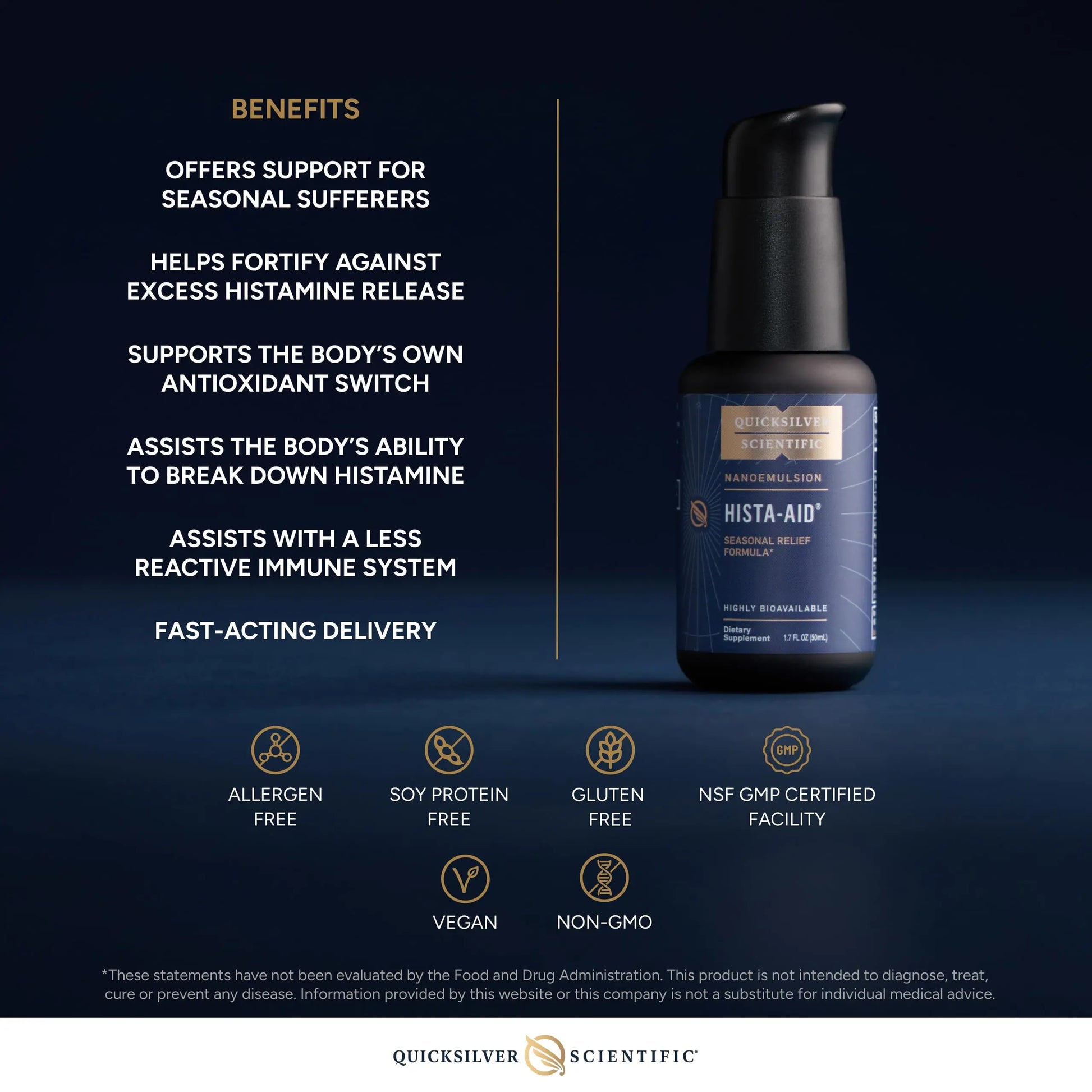 Quicksilver Scientific Nanoemulsified Hista-Aid - Flavonoids to Help Maintain Healthy Histamine Levels - Liposomal Vitamin C, DIM, Luteolin & Quercetin Liquid (50ml) Quicksilver Scientific Au supplements
