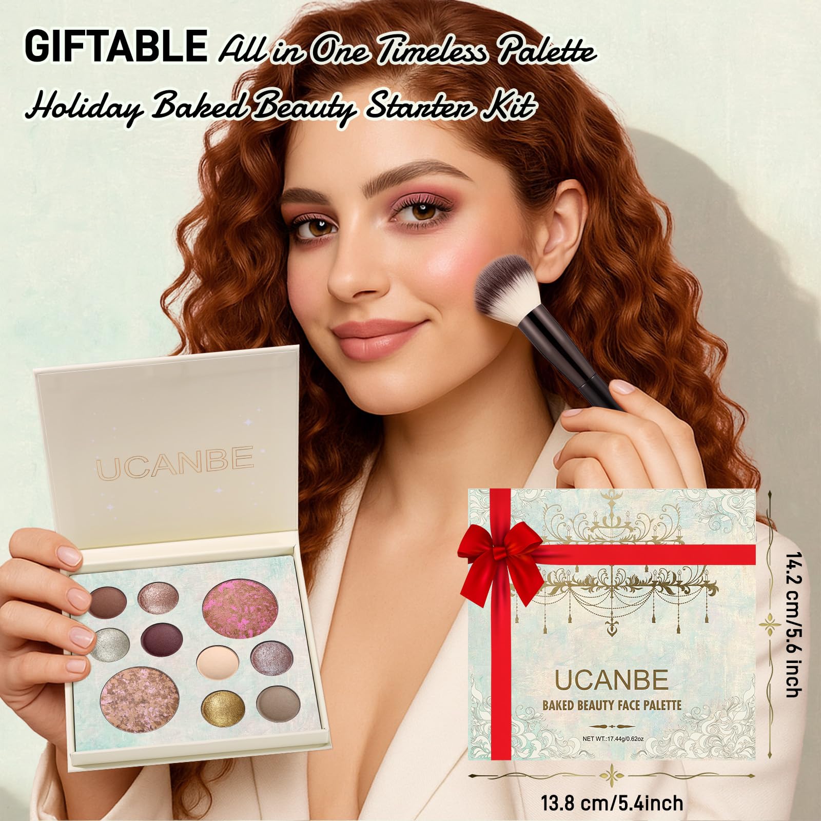 UCANBE Full Size Baked Makeup Palette Set - Include Blush, Bronzer, 8 Eyeshadows & Brushes, Pigmented All-in-One Face & Eye Compact Powder Beauty Holiday Gift Kit for Starter & Pros, Travel Friendly UCANBE Au supplements