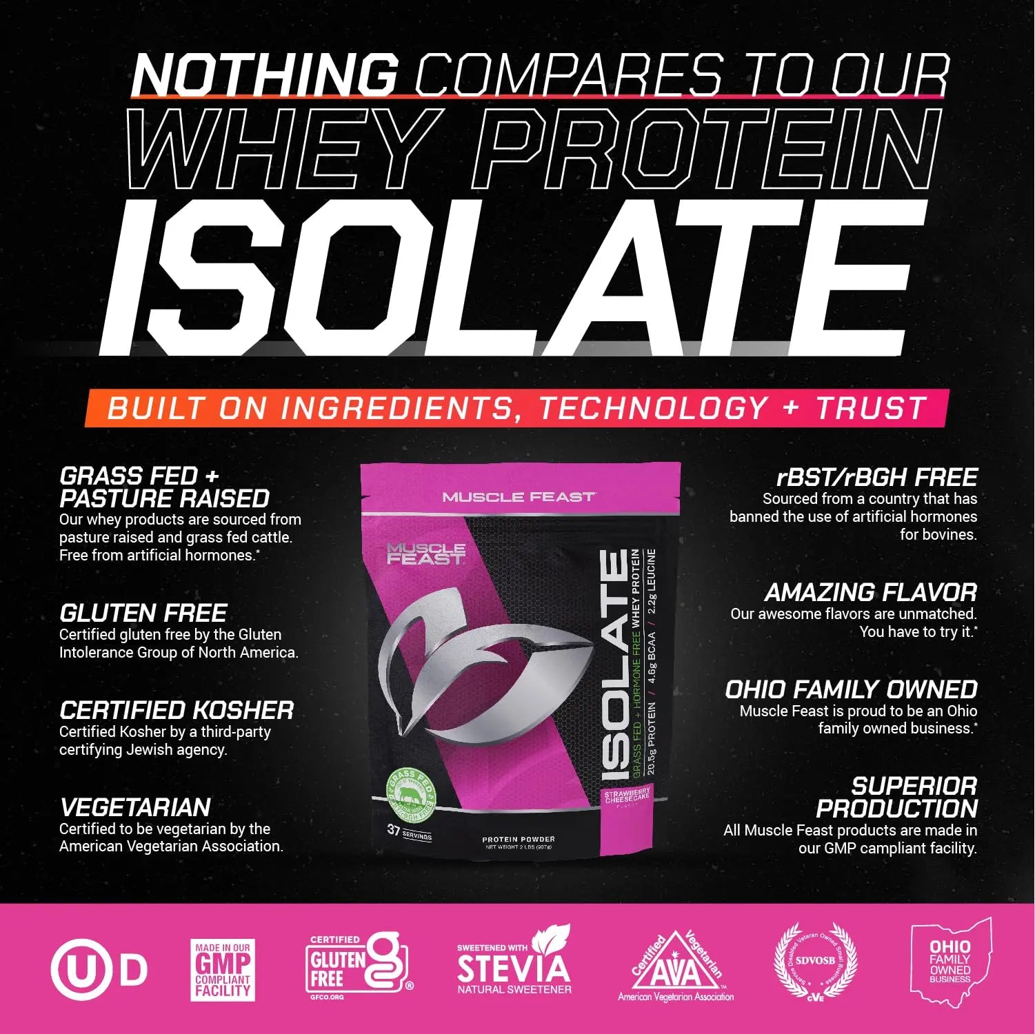 Muscle Feast Grass-Fed Whey Protein Isolate, All Natural Hormone Free Pasture Raised Muscle Feast Au supplements