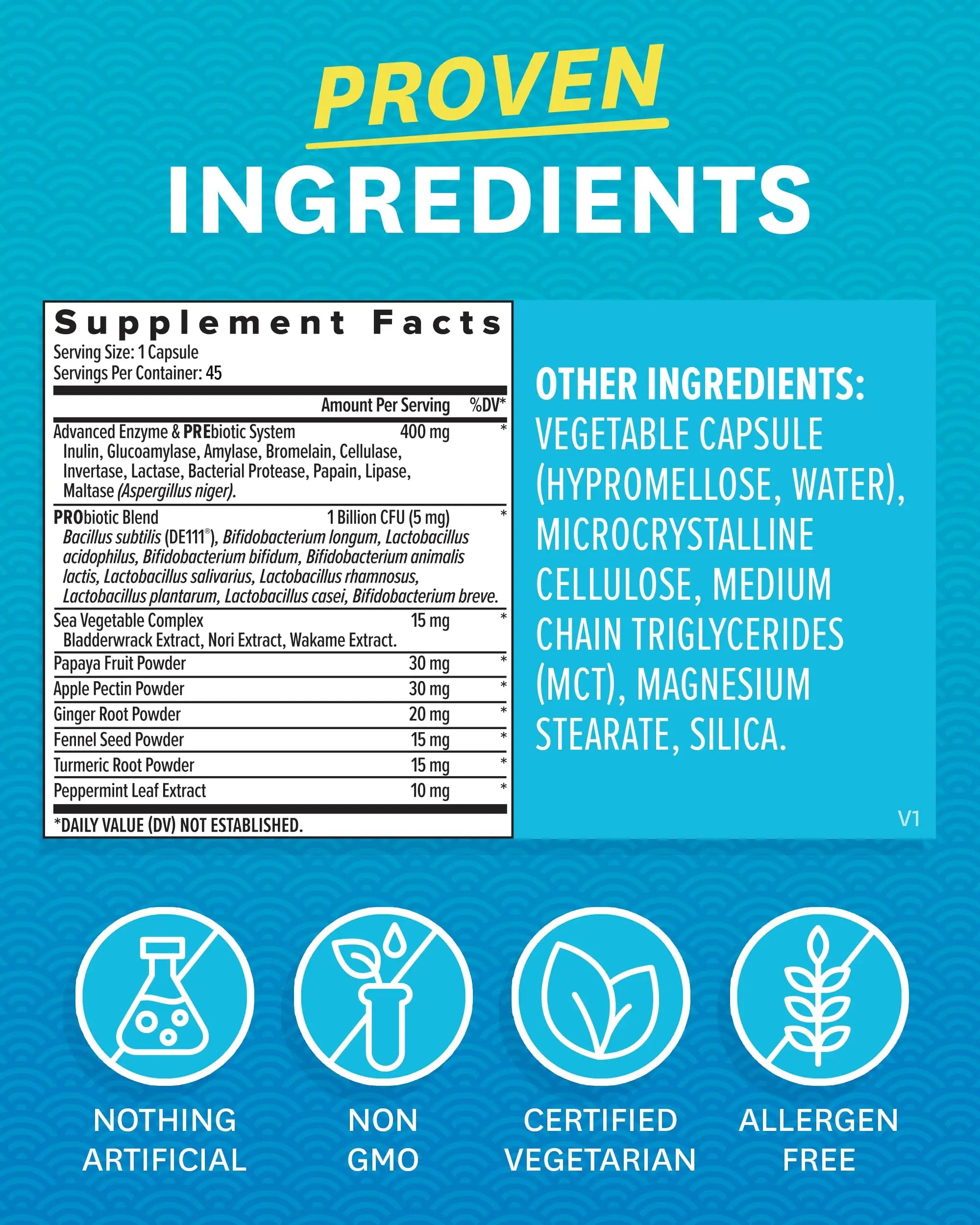 Zenwise Digestive Enzymes - Probiotic Multi Enzyme with Probiotics, 45 ct Zenwise Health Au supplements