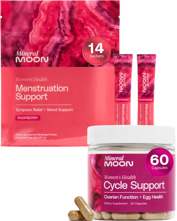 Mineral Moon Hormonal Support Bundle - Menstrual Supplement + Cycle Support - Aid Ovulation, Hormonal Balance & PMS Support - Reduce Period Cramps & Fatigue - Antioxidant Ovarian Support Vitamins Mineral Moon Au supplements