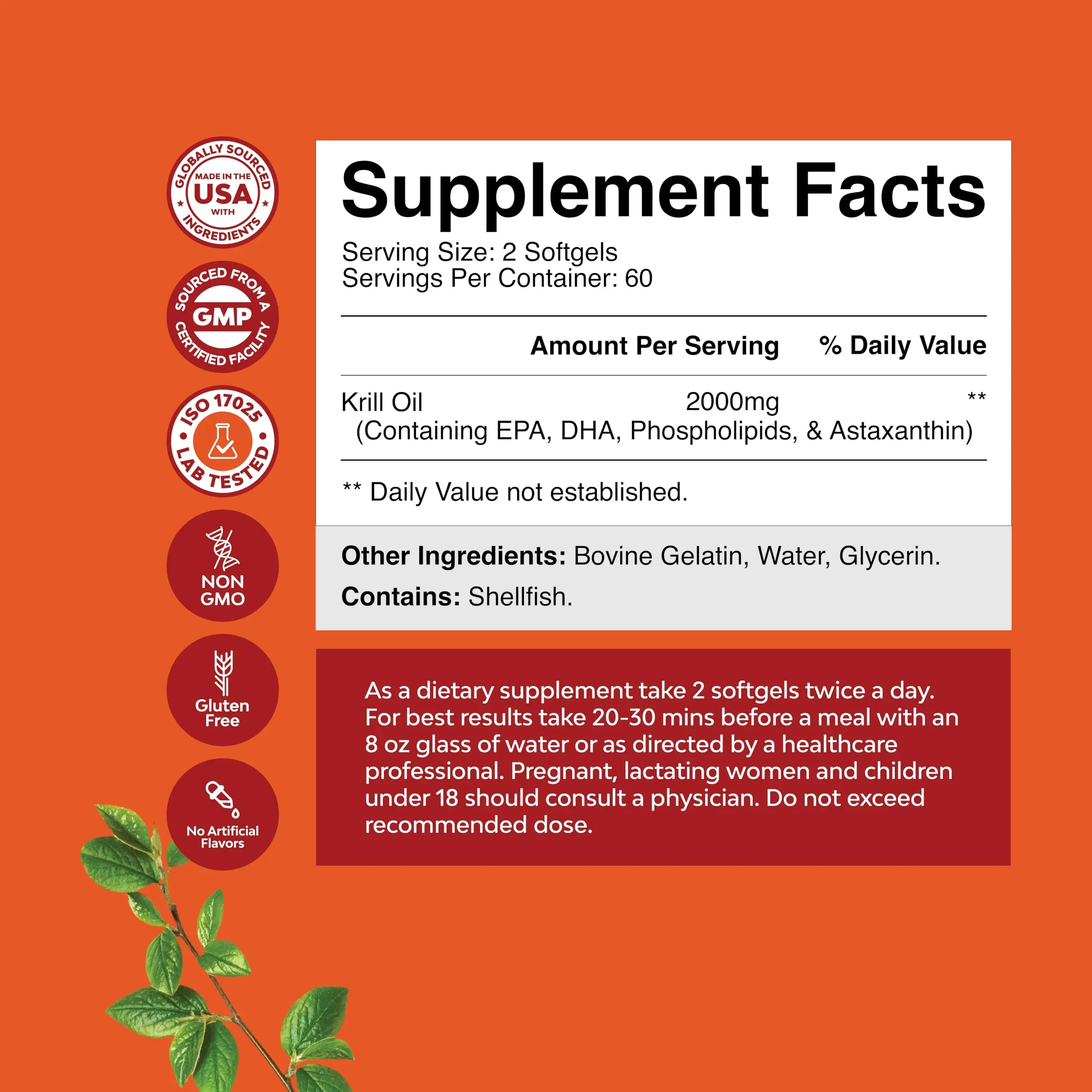Antarctic Krill Oil 2000mg Softgels Per Serving - Omega 3 Krill Oil Supplement Natures Craft Au supplements