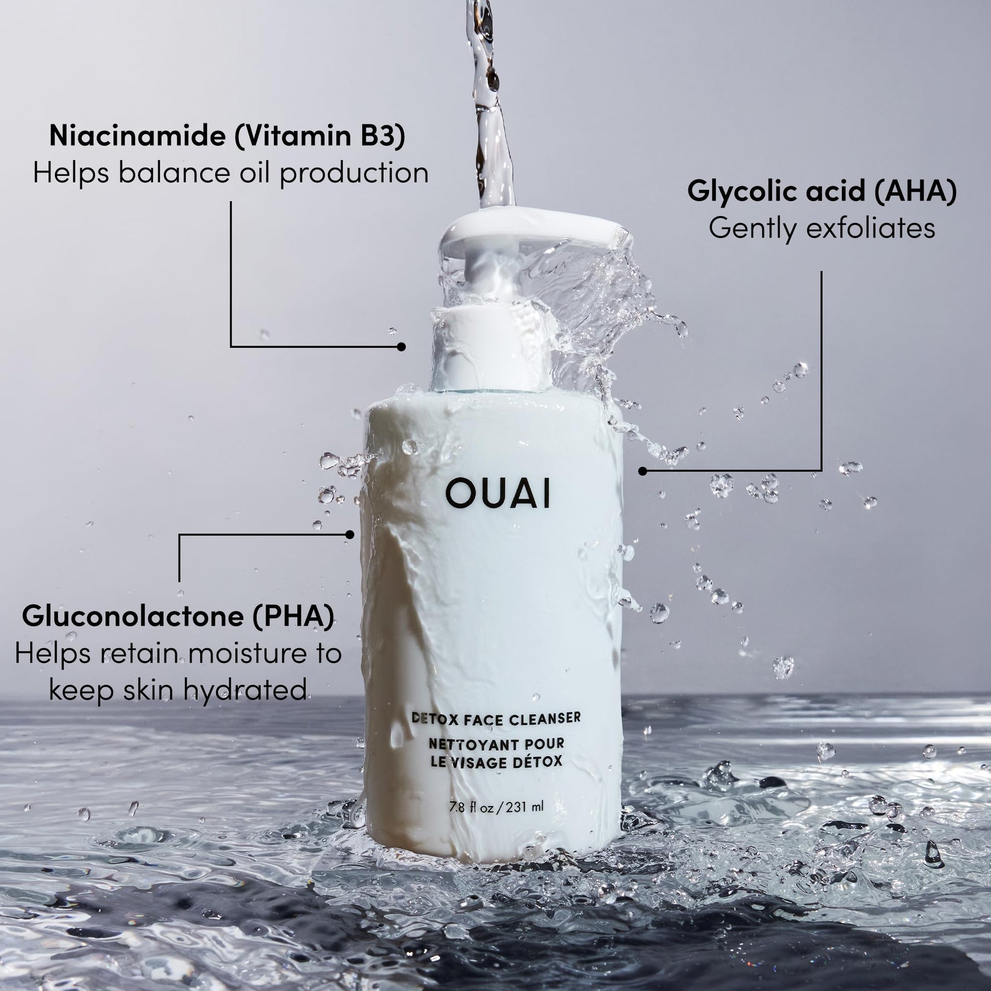 OUAI Detox Shower Routine Bundle - Gentle Detox Face Cleanser (7.8 Oz) and Clarifying Shampoo with Apple Cider Vinegar (10 Oz) - Removes Dirt, Oil, Product, Makeup, and Sunscreen - 2-Piece Bundle OUAI Au supplements