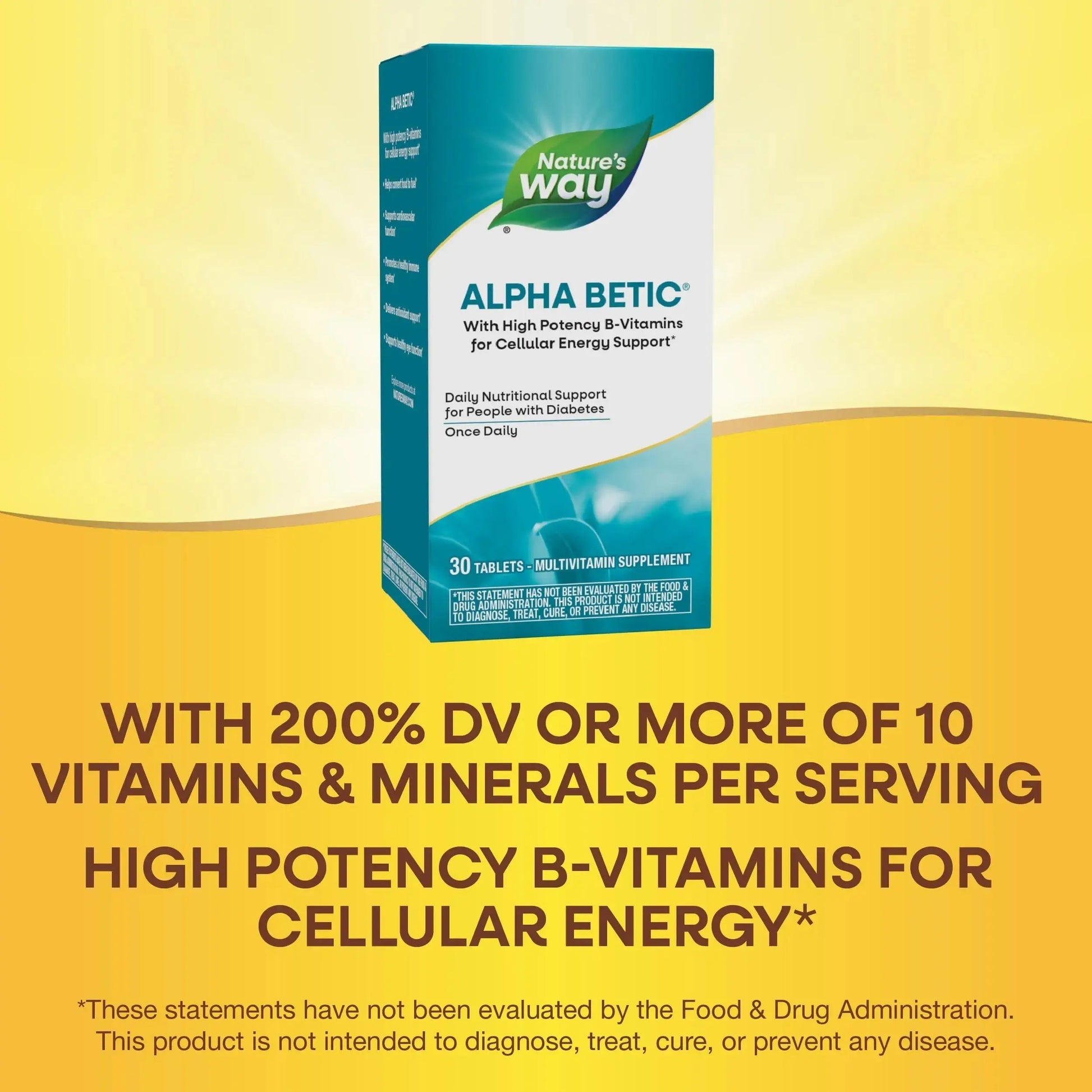 Nature's Way alpha betic, Diabetic Multivitamin for Daily Nutritional Support, with B-Vitamins for Energy Metabolism Support Nature's Way Au supplements
