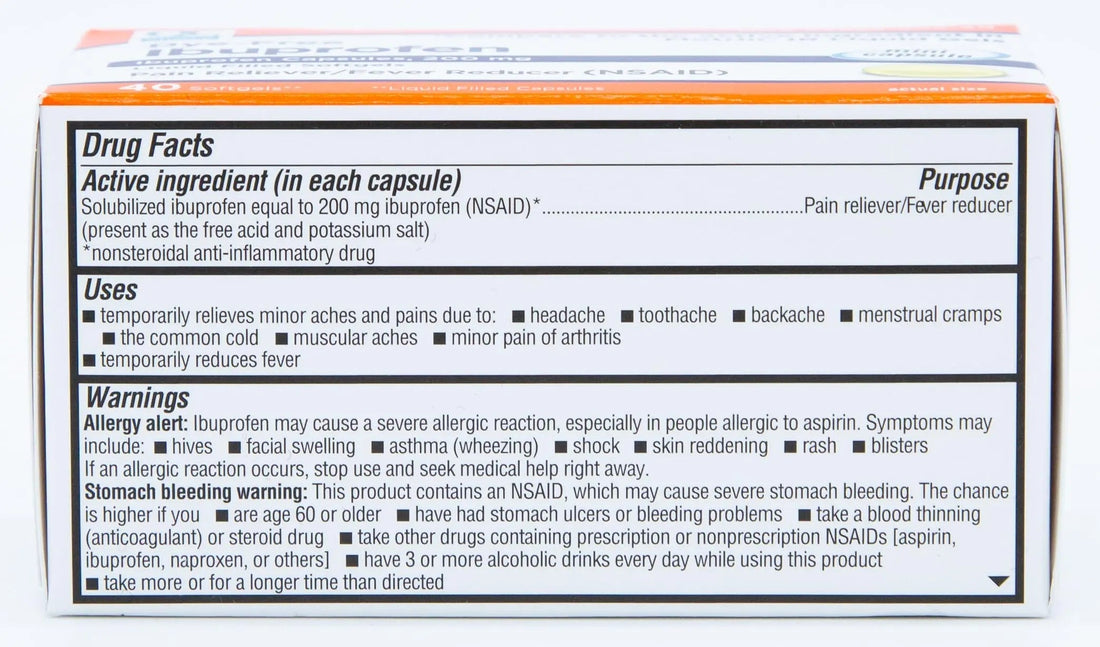 Quality Choice Ibuprofen 200 mg Liquid Gels 40 Count Easy to Swallow Pain Reliever and Fever Reducer for Headache Toothache Backache Menstrual Cramps Muscle Aches Minor and Pain Quality Choice Au supplements