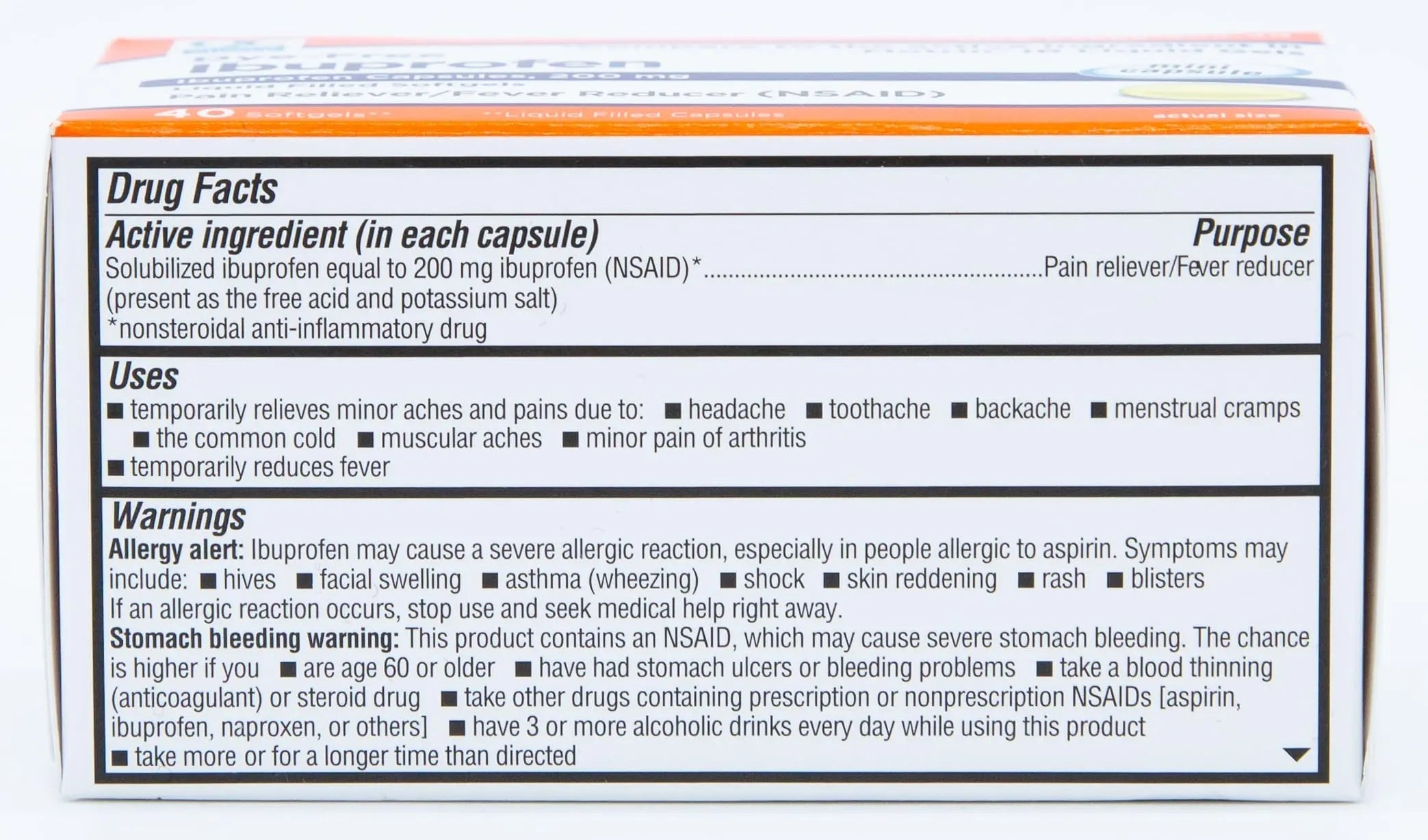 Quality Choice Ibuprofen 200 mg Liquid Gels 40 Count Easy to Swallow Pain Reliever and Fever Reducer for Headache Toothache Backache Menstrual Cramps Muscle Aches Minor and Pain Quality Choice Au supplements