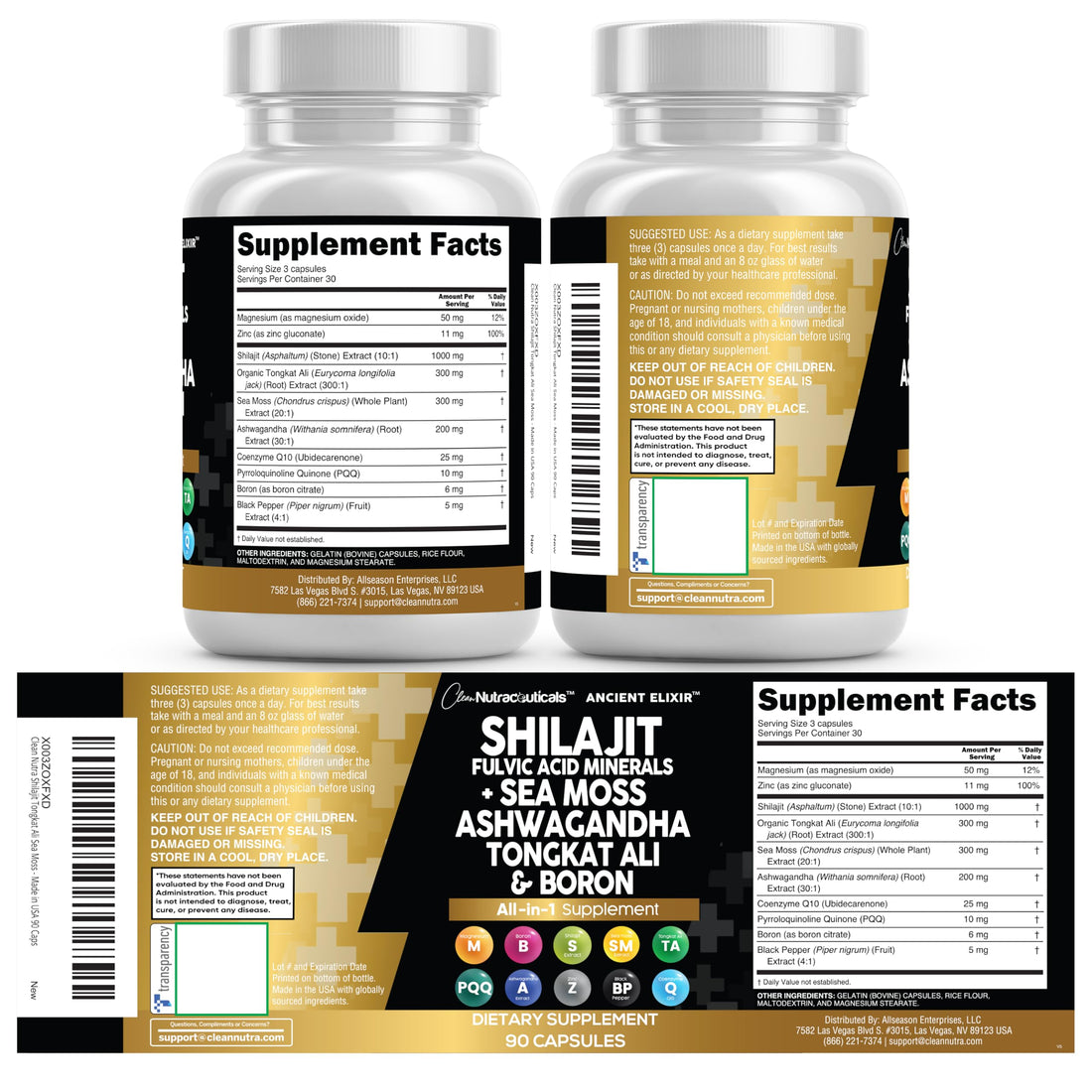 Clean Nutraceuticals Shilajit Supplement for Men with Sea Moss, Tongkat Ali, Ashwagandha, Boron, Zinc, CoQ10, PQQ - Fulvic Acid Capsules - Energy Support - 90 Count - Resin, Gummy & Powder Alternative Clean Nutraceuticals Au supplements