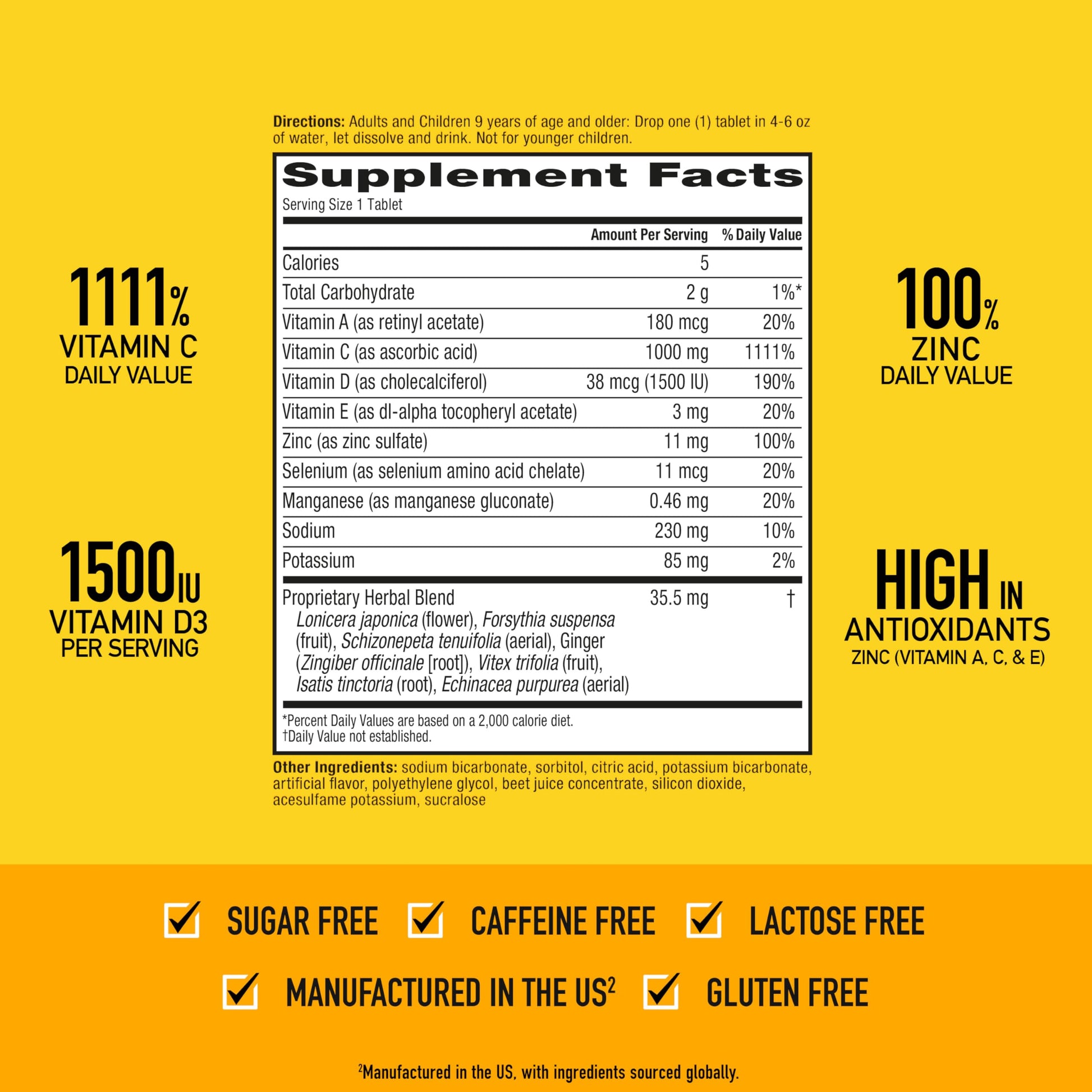 Vitamin C 1000mg (per serving) - Airborne Very Berry Effervescent Tablets (36 count in a box), Gluten-Free Immune Support Supplement, With Vitamins A C E, ZINC, Selenium, Echinacea & Ginger Airborne Au supplements