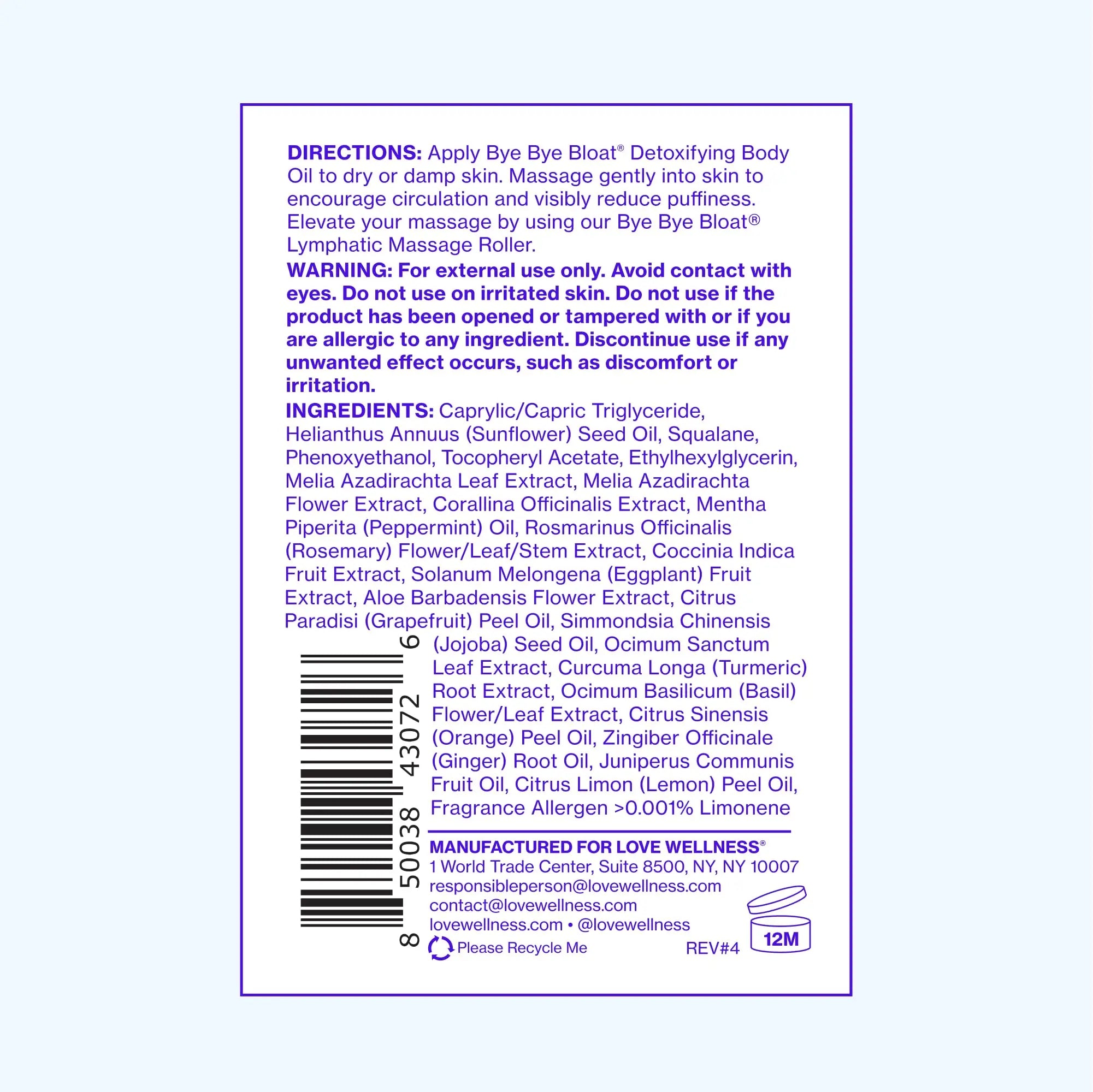 Love Wellness Bye Bye Bloat Detoxifying Body Oil | Lymphatic Drainage Oil to Hydrate, Depuff & Awaken Skin | Reduce Swelling Massage Oil for Women with Peppermint, Grapefruit & Rosemary Oil |100 mL Love Wellness Au supplements