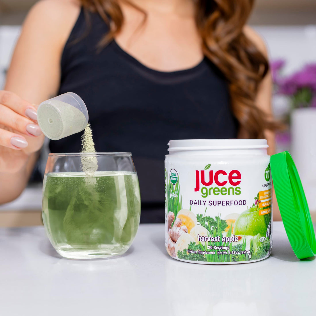 Terra Kai Organics JUCE Green Superfood Powder, Organic Fruits and Veggies Supplement W/ 77 Superfoods Plus Prebiotic Probiotic Blend, Harvest Apple Flavor - 20 Servings (250 g) Terra Kai Organics Au supplements