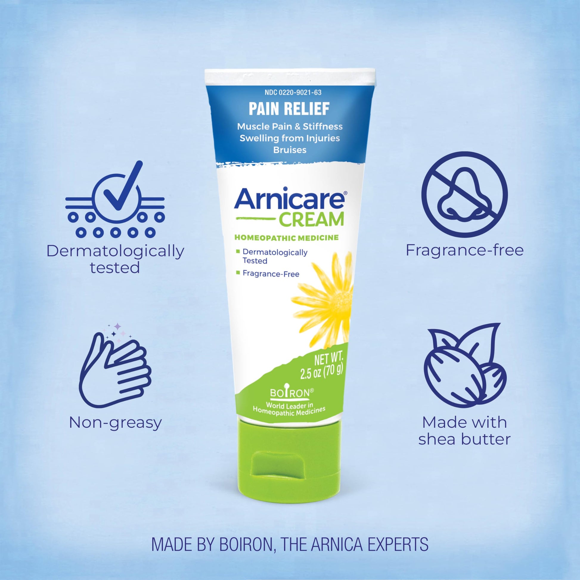 Boiron Arnicare Cream Natural Soothing Relief for Joint Pain, Muscle Pain, Swelling, Soreness, and Stiffness - Fast Absorbing and Fragrance-Free - 2.5 oz Boiron Au supplements