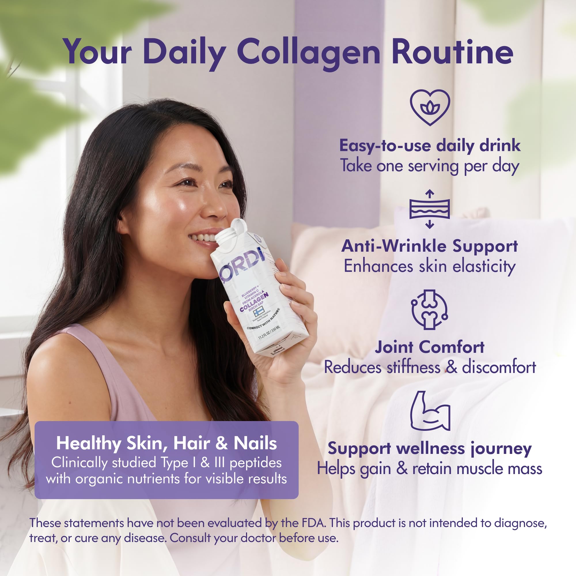 Nordic Liquid Collagen Peptide Drink, Organic Birch Sap, Wild blueberry + Vitamin C, Made in Finland - 10g Clinically Studied Grass Fed Collagen Peptides for Skin Hair Nails & Joint Support, with Silica, BPA-Free Beverage (12 Pack) Nordic Tree Water Au supplements