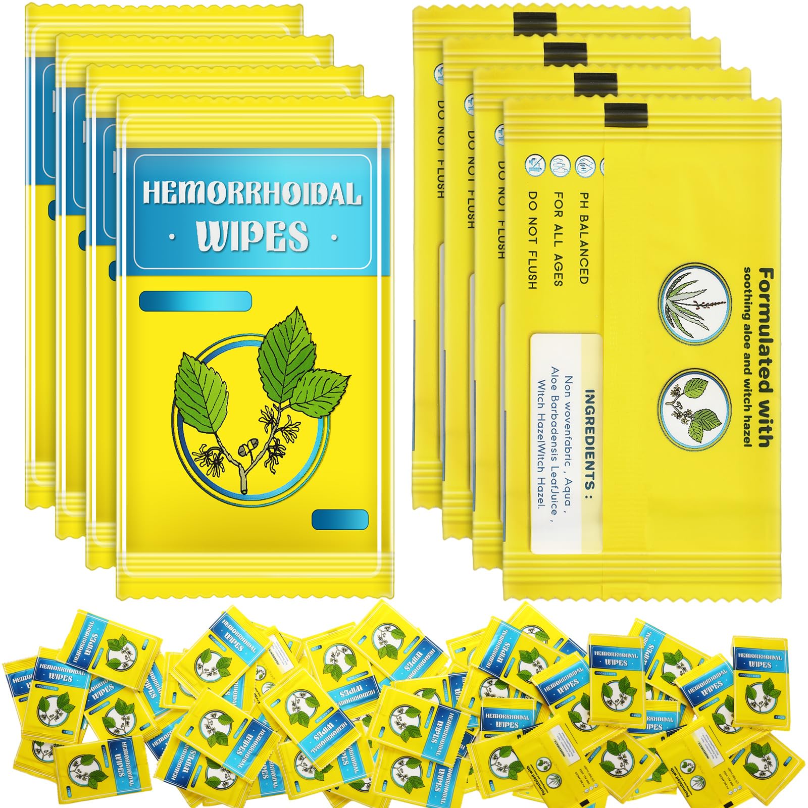 Timgle 300 Counts Individual Packing Hemorrhoid Wipes Witch Hazel Wipes for Butt Hemorrhoidal and Relief Swelling Pain Burning Itching Numbing, 5.5 x 7 Inch Timgle Au supplements