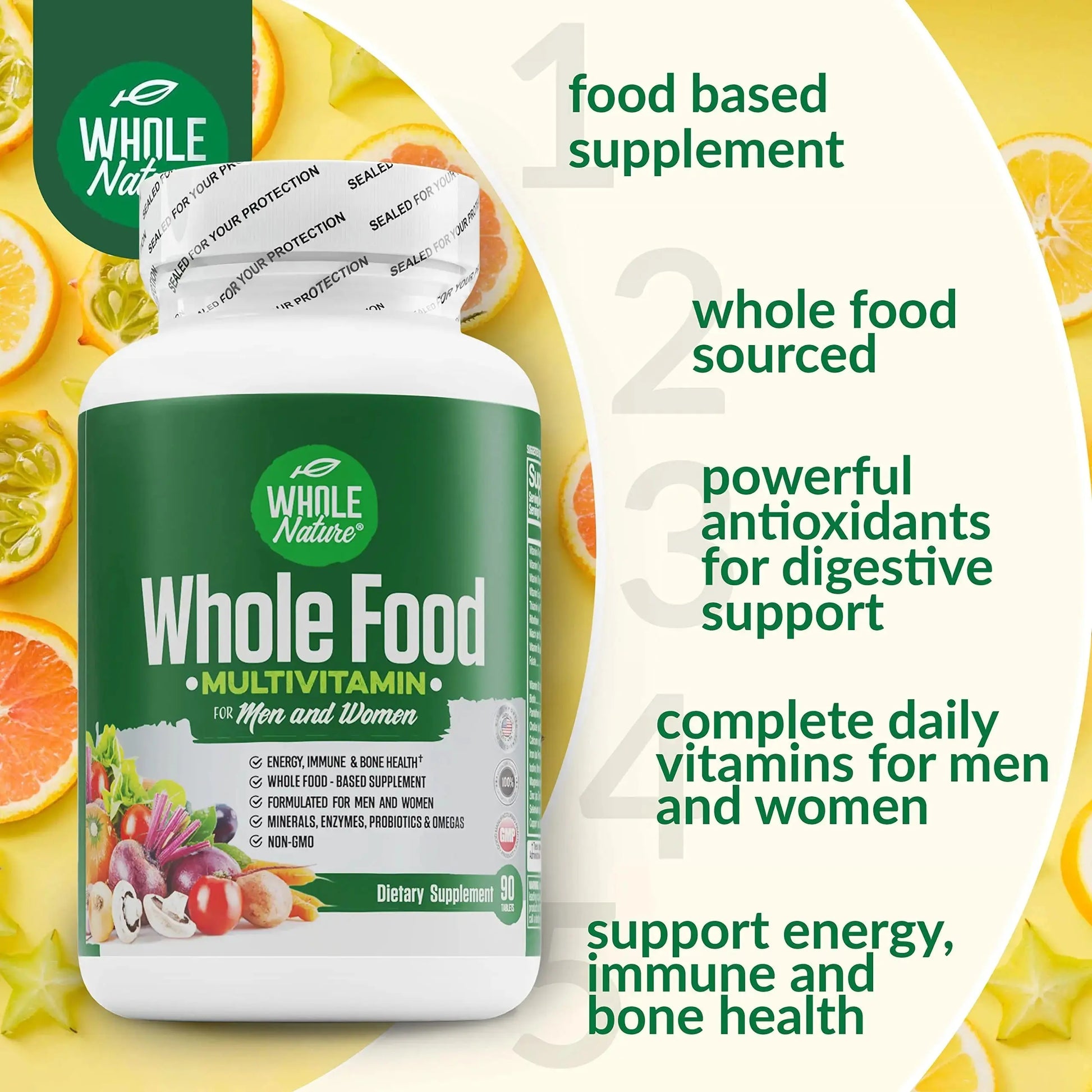Whole Nature Whole Food Multivitamin for Men and Women Complete Daily Superfood Vitamins Plus Minerals Digestive Enzymes Whole Nature Au supplements