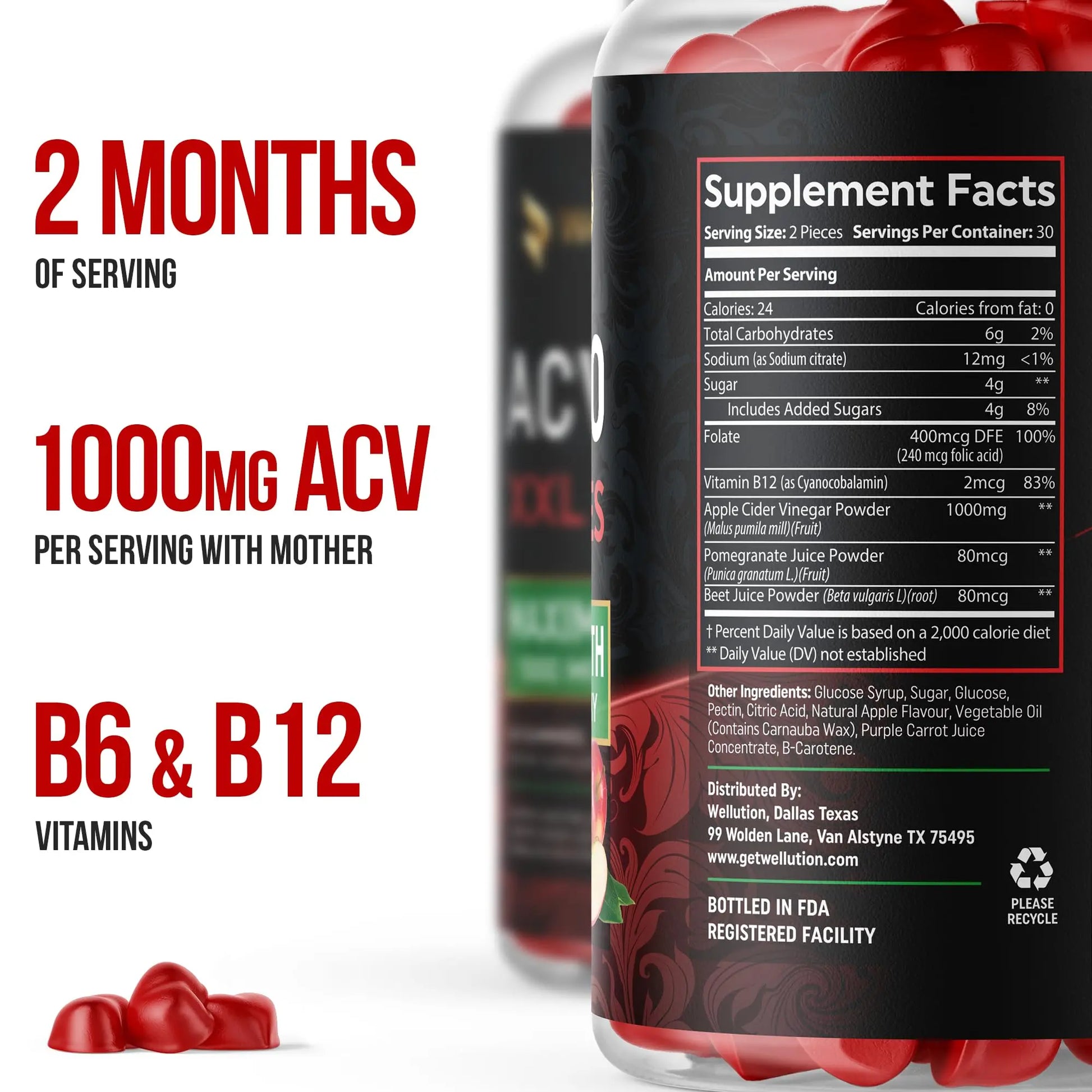 WELLUTION Apple Cider Vinegar 120 XXL Gummies - Support Digestion & Weight Management… WELLUTION Au supplements