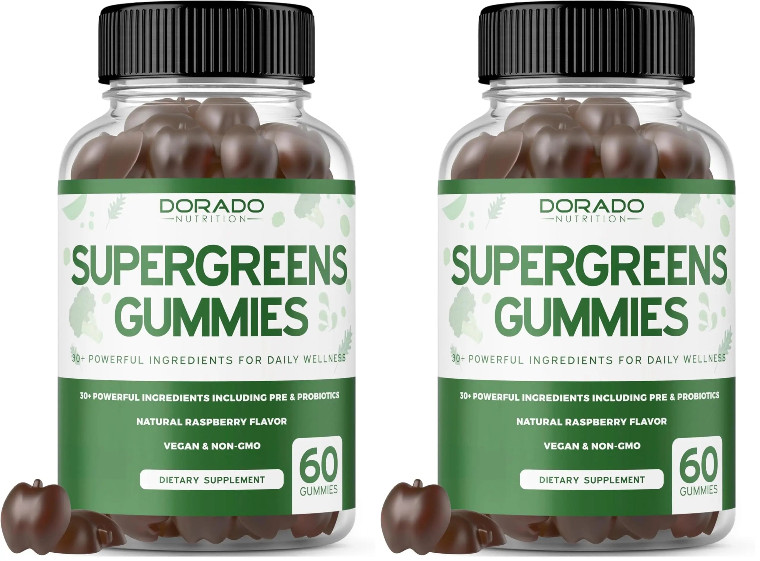 Supergreens Gummies (60 Count) Daily Greens Gummies - Greens Supplements with 8 Ingredient Power Blend - Superfood for Immunity Support for Adults - Third Party Tested, Vegan & USA Made (Pack of 2) DORADO NUTRITION Au supplements