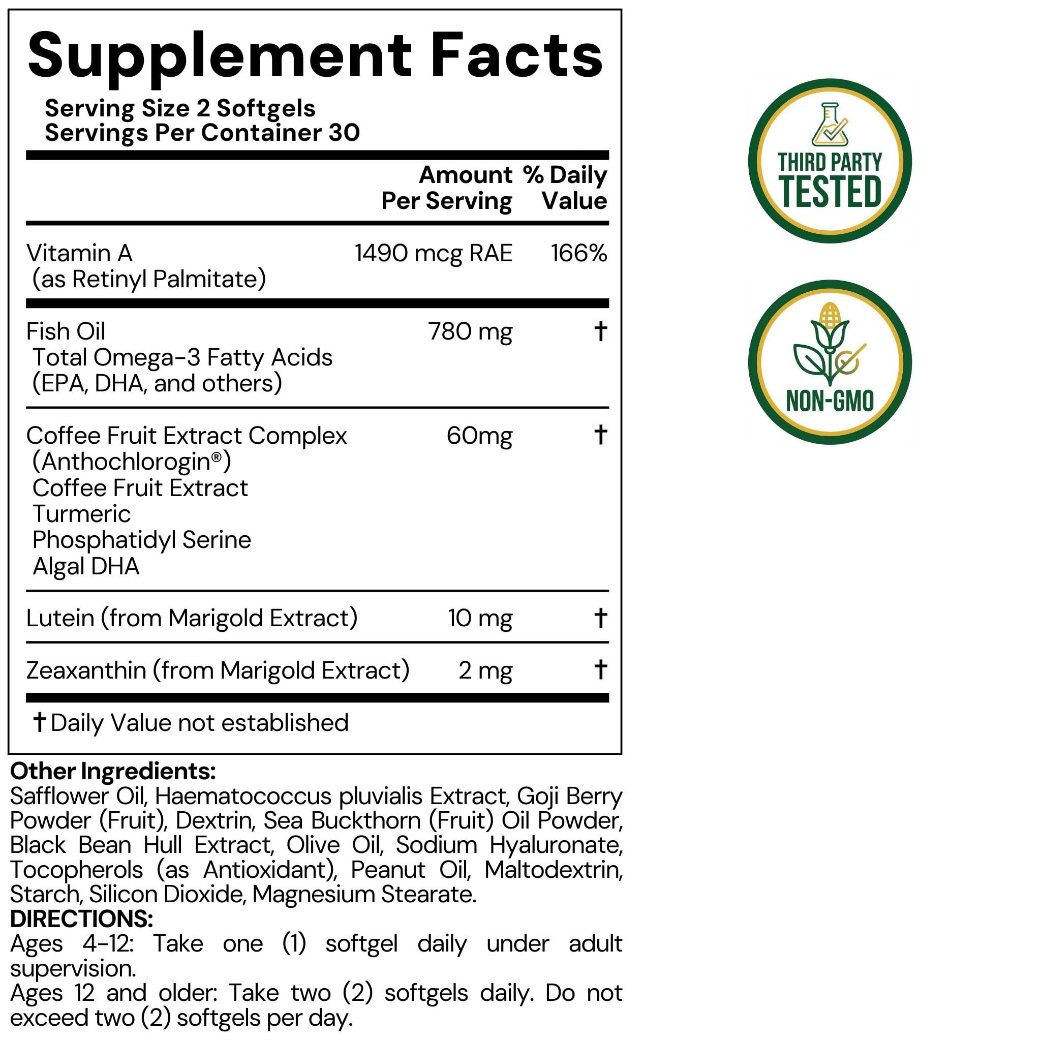 LYTTON EyeQ Duo Digital Eye & Focus Support – Patented Anthochlorogin for Brain-Eye Connection, Promotes Ocular Vitality – Rapid Visual Comfort & Natural Formula for Screen Users, 60 Softgels LYTTON Au supplements