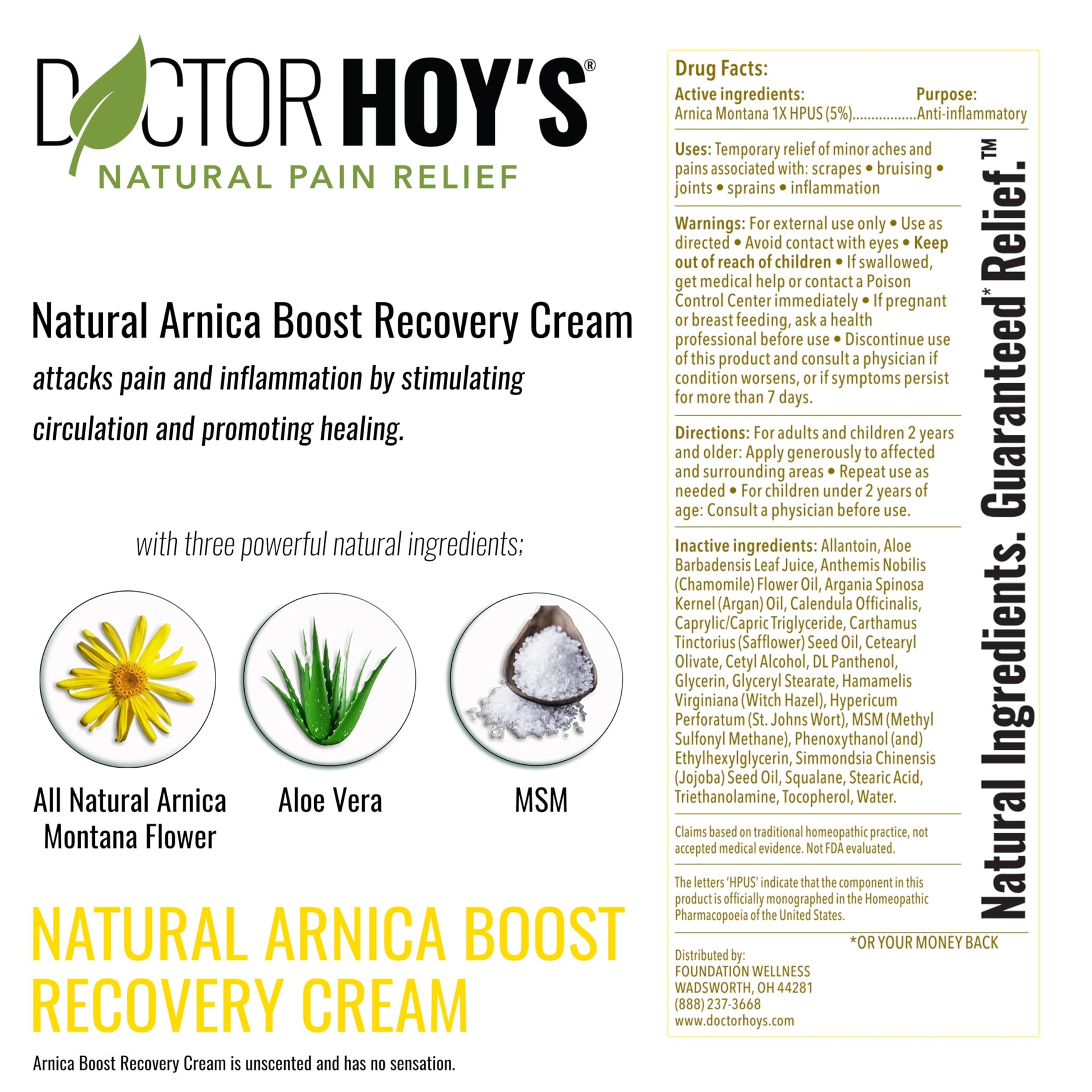 DOCTOR HOY'S Natural Pain Relief Gel and Arnica Boost Recovery Cream, Clean, Safe, Effective Natural Pain Relief and Anti-Inflammatory, 3 oz Combo Pk DOCTOR HOY'S Au supplements